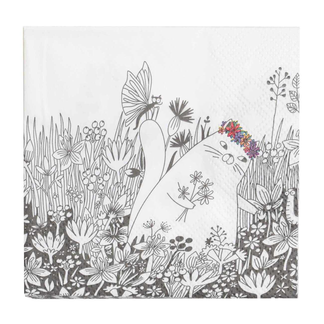 Салфетки бумажные, 21х21 см, 20 шт, квадратные, Кот на цветочном поле, Cat in flowers двуслойные косметические салфетки laima