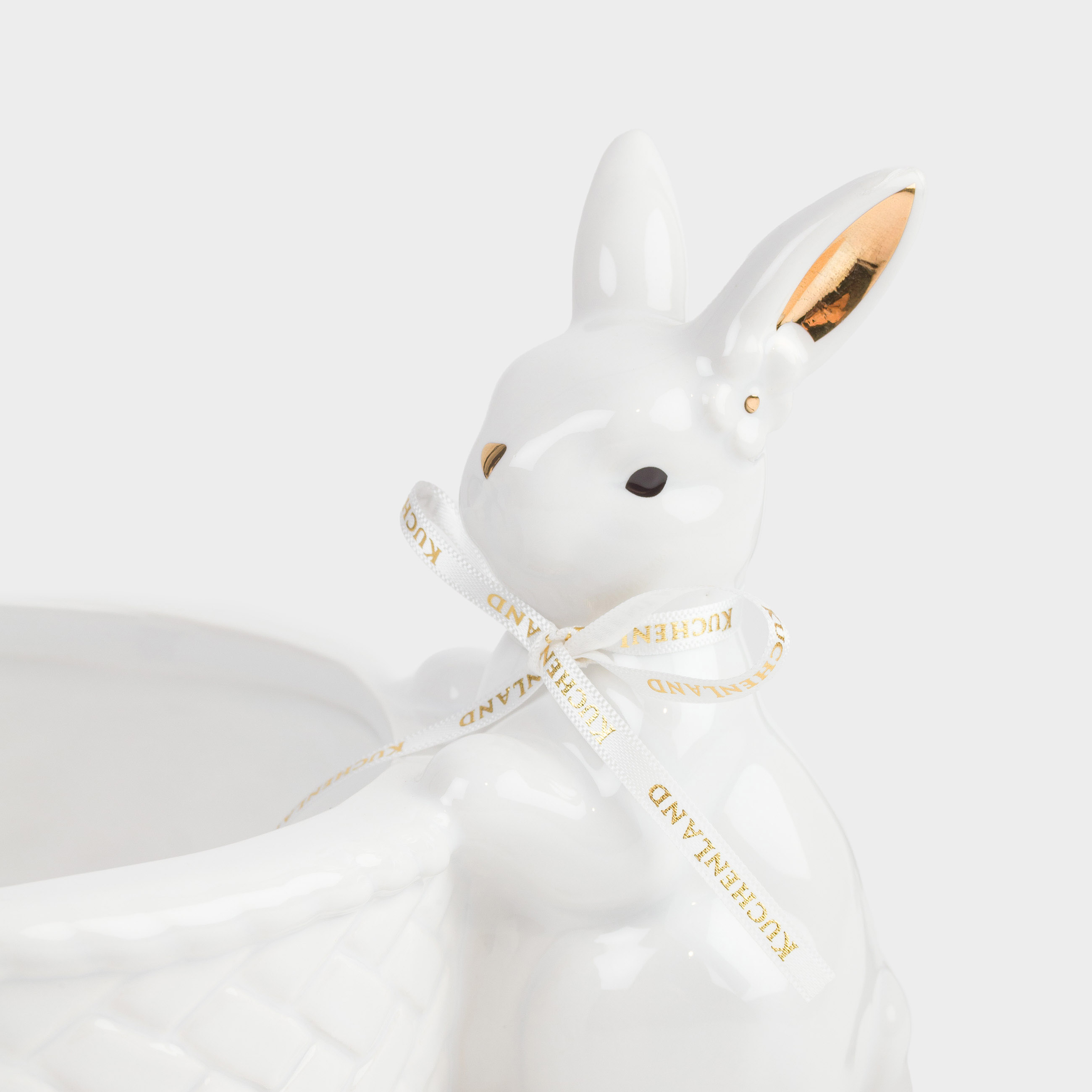 Конфетница, 29х14 см, керамика, бело-золотистая, Кролики с корзиной, Easter gold, image-3