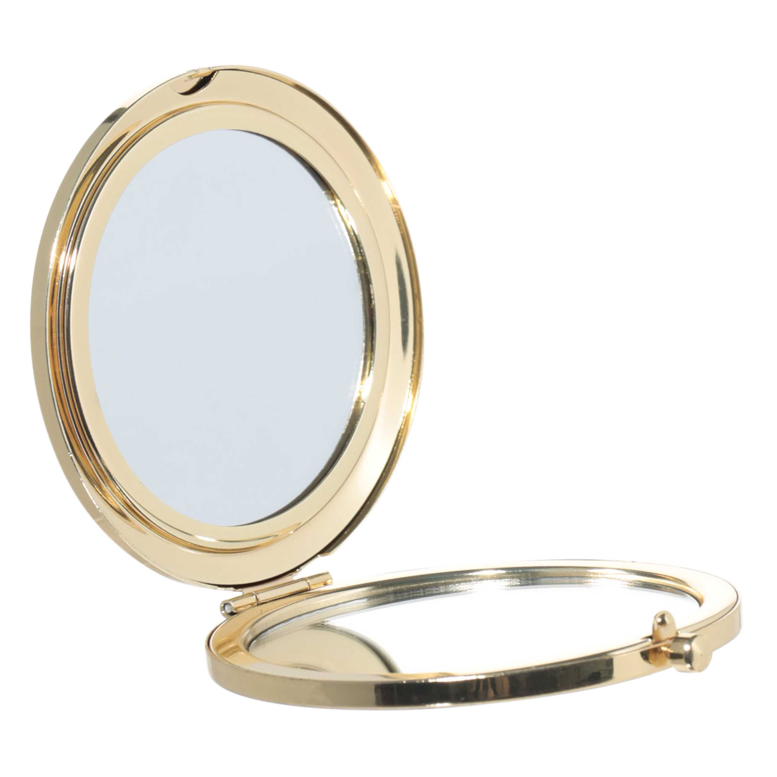 Зеркало карманное, 7 см, двустороннее, металл, золотистое, Freya изображение № 2
