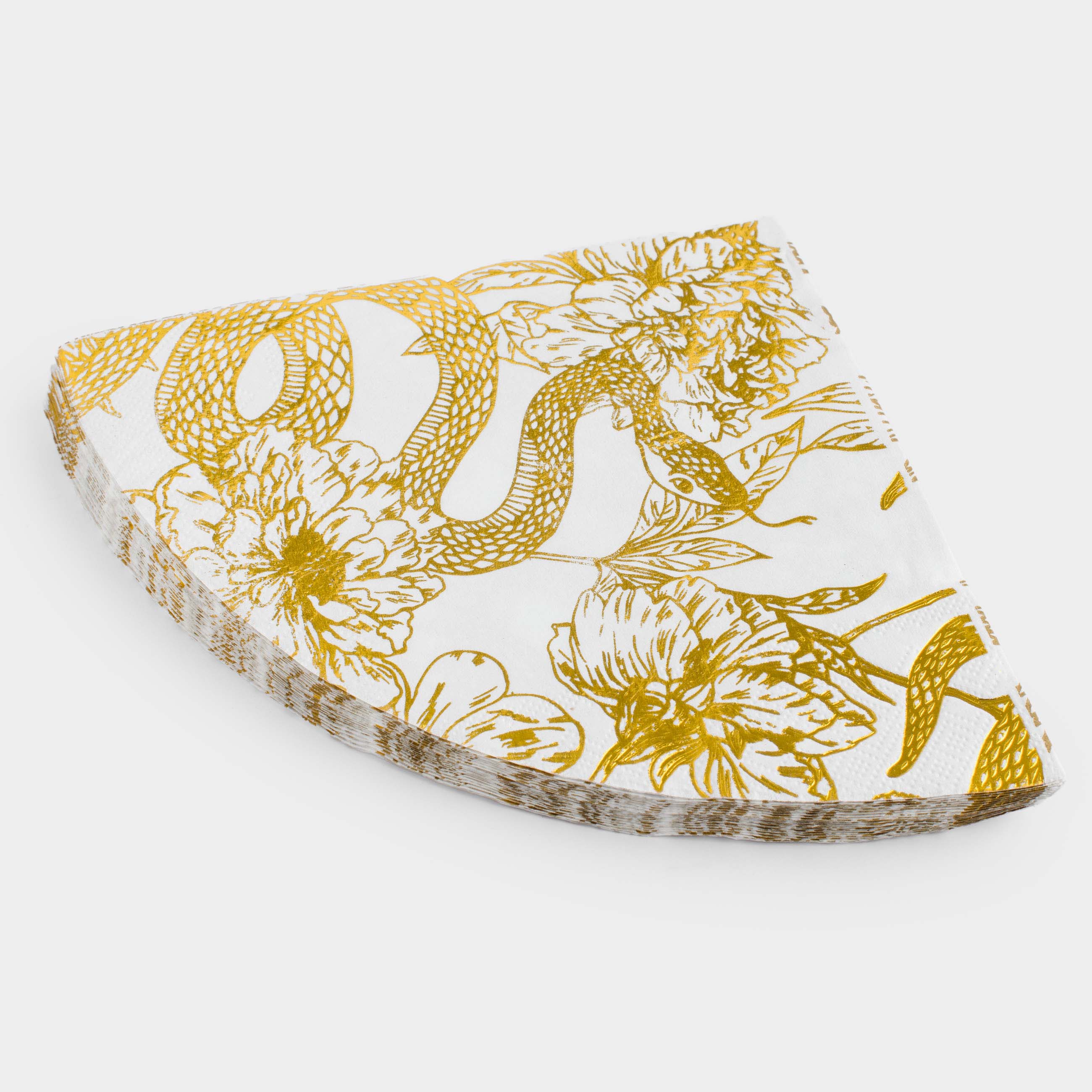 Салфетки бумажные, 33х33 см, 20 шт, круглые, белые, Змея в цветах, Mamba in flowers, image-1