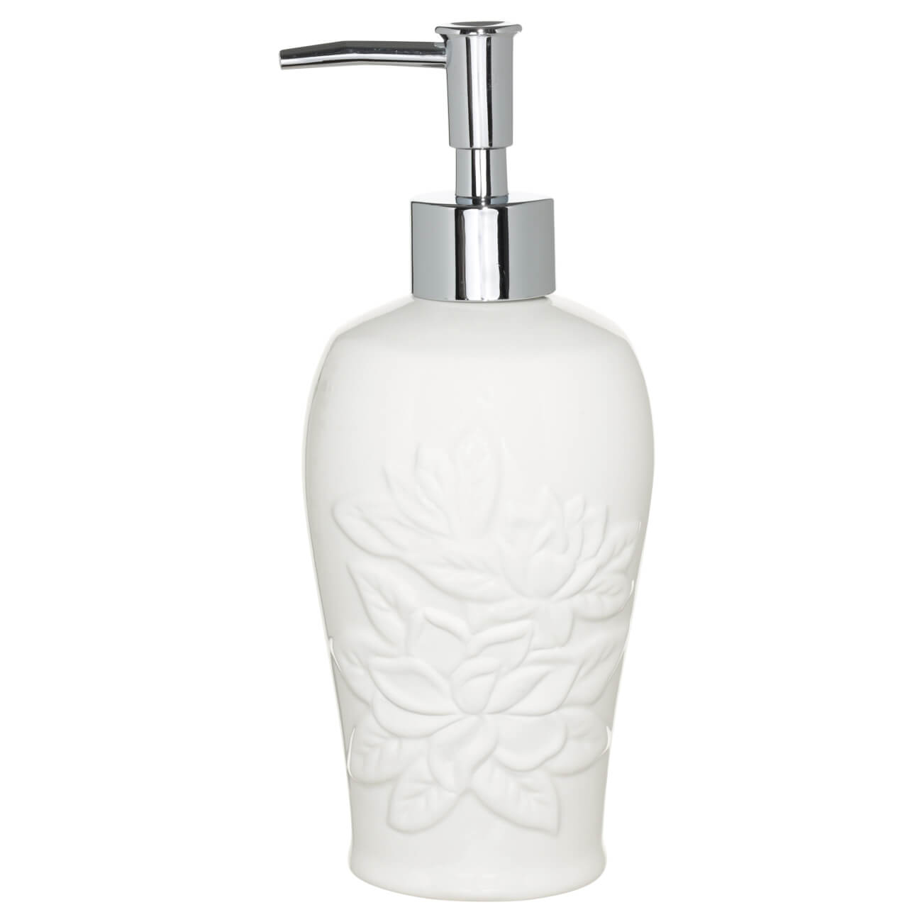 Диспенсер для жидкого мыла, 360 мл, керамика/пластик, белый, Shower Lotus изображение № 1
