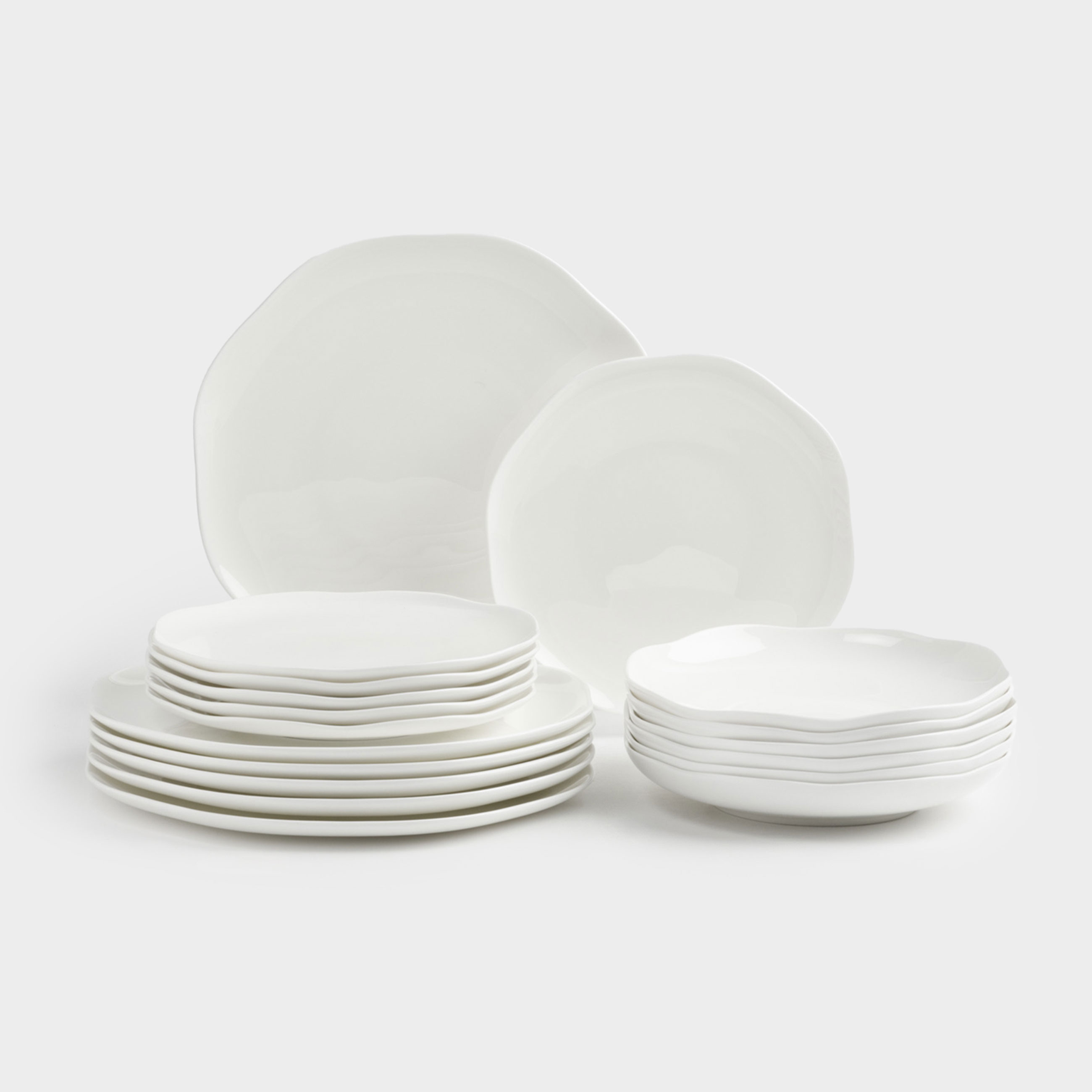 Сервиз обеденный 6 перс 18 пр фарфор F белый Изгибы Galeon 16990₽