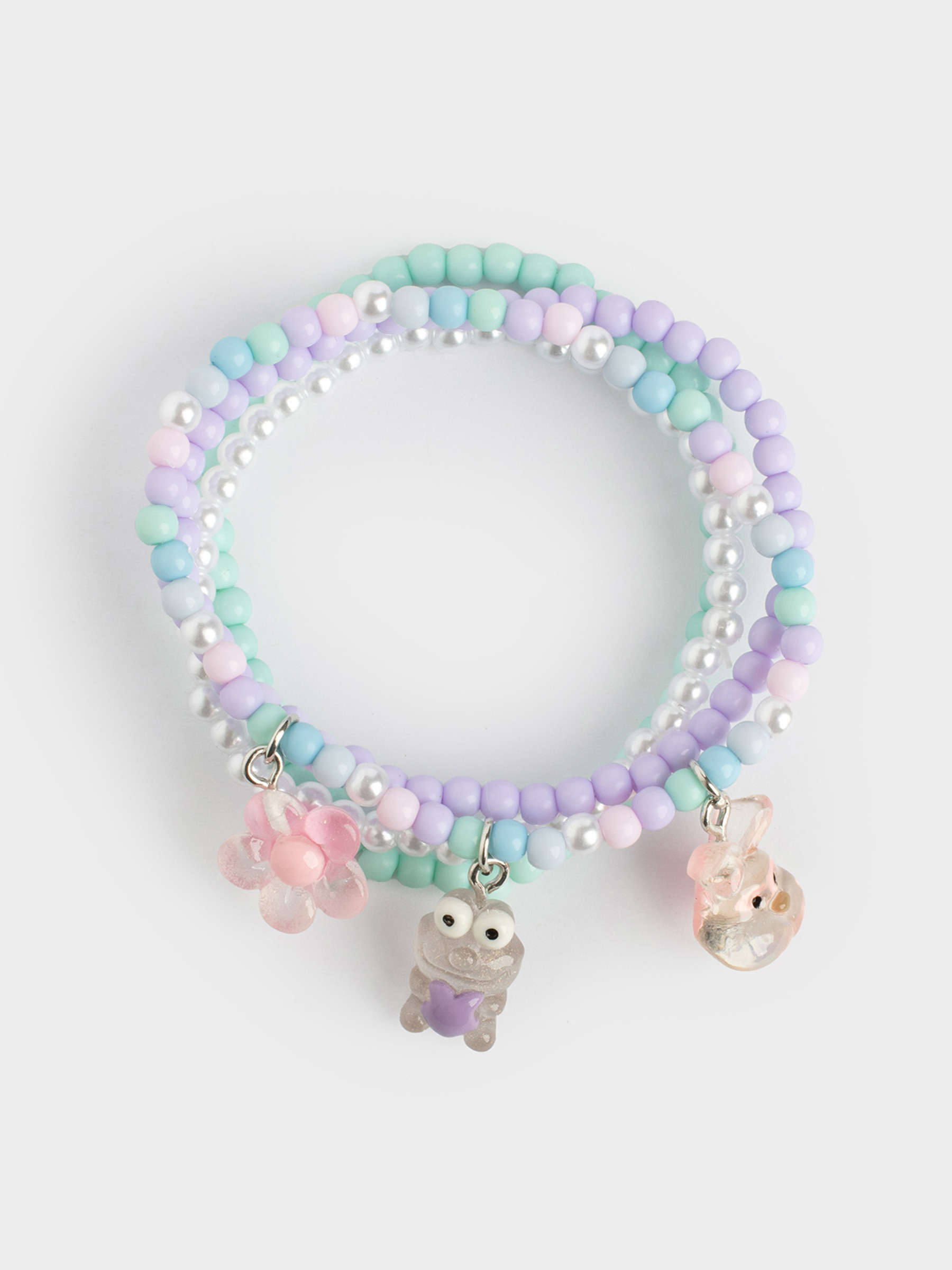 Набор браслетов, 18 см, 4 шт, детский, пластик, цветной, Pearl color