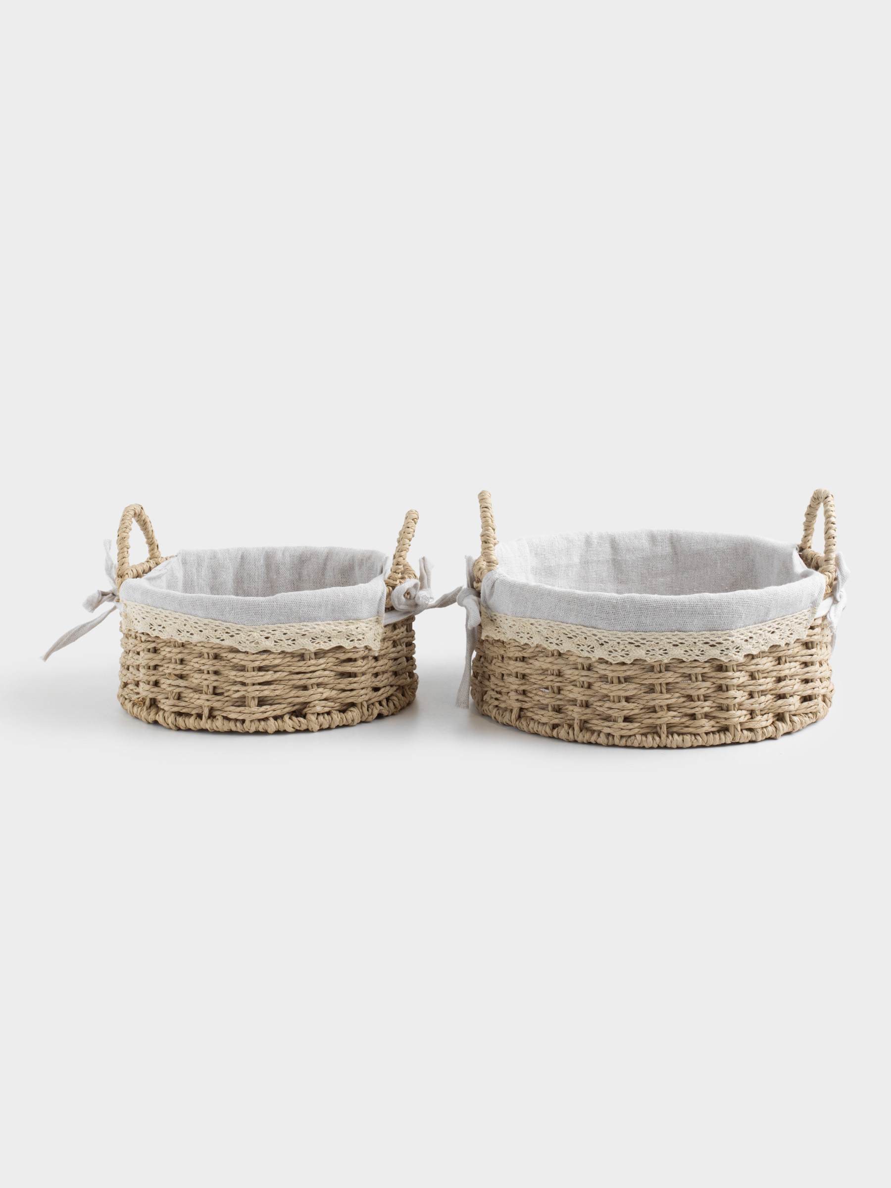Набор корзин для хранения, 2 шт, целлюлоза/хлопок, круглая, Braided, image-0