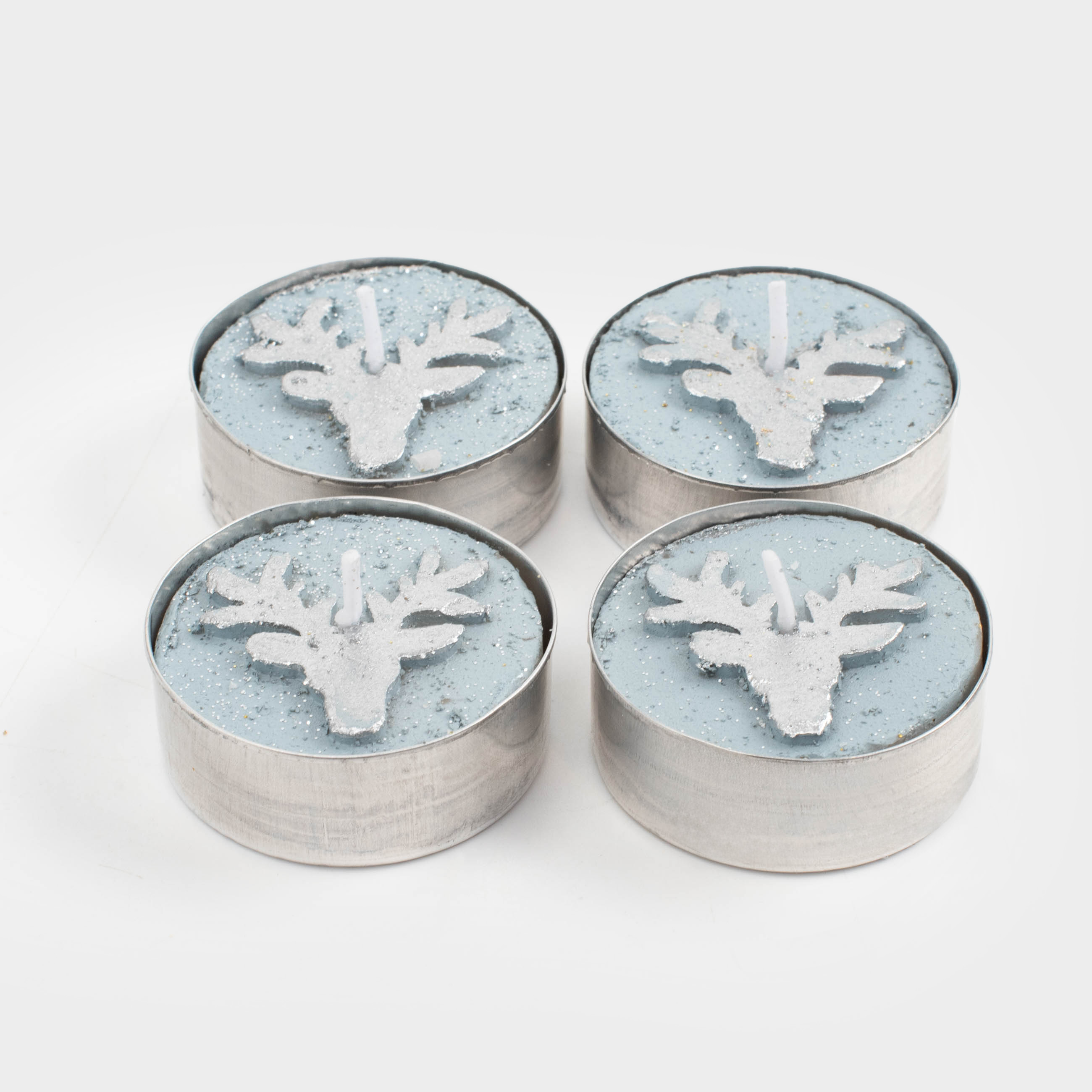 Свеча чайная, 4 см, 4 шт, голубая, Олень, Deer candle, image-1