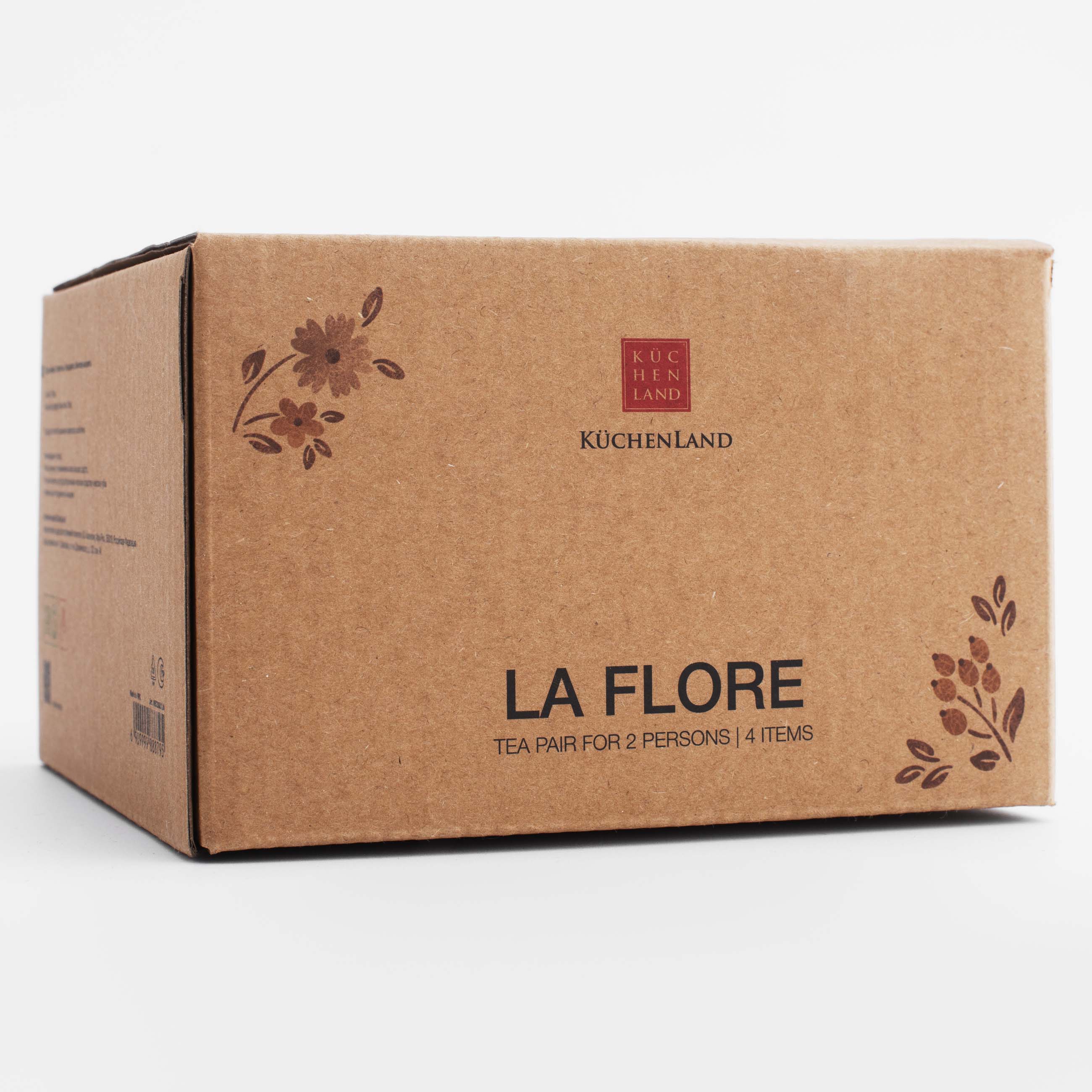 Пара чайная, 2 перс, 4 пр, 180 мл, фарфор N, белая, Винтажные цветы, La flore изображение № 6