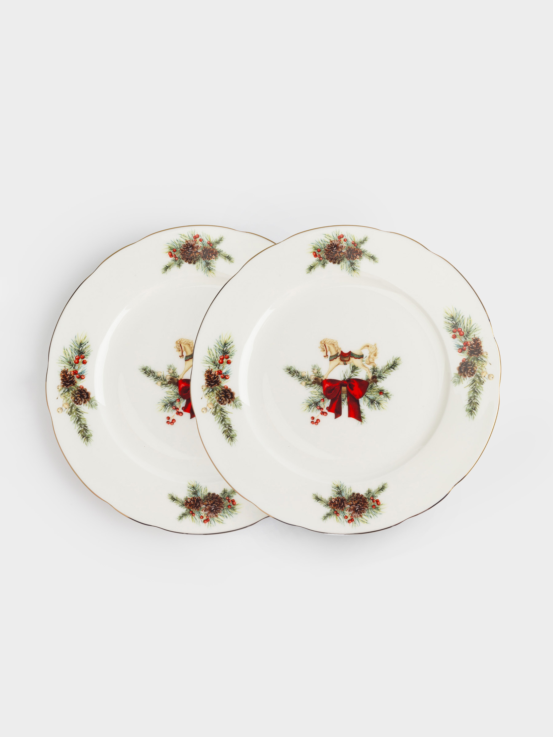 Тарелка закусочная, 19 см, 2 шт, фарфор F, белая, Лошадка с бантом, Christmas miracle classic, image-0
