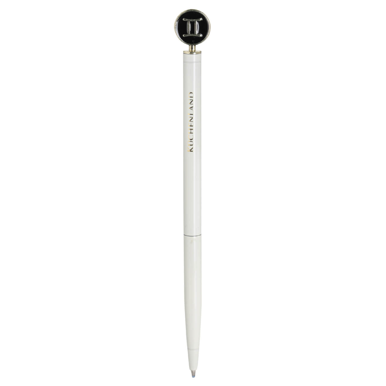 Ручка шариковая, 15 см, с фигуркой, сталь, молочно-золотистая, Близнецы, Zodiac