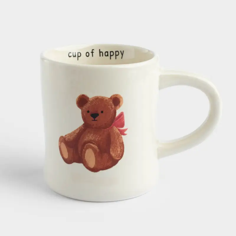 Кружка, детская, 290 мл, керамика, бежевая, Мишка с бантом, Bear Meni, image-0