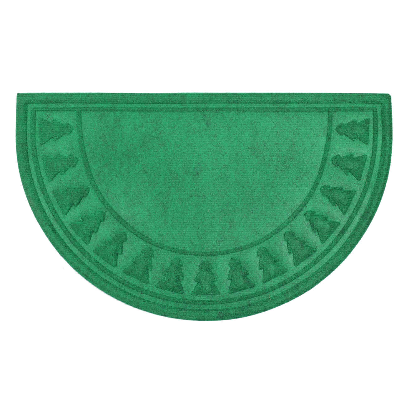 Коврик придверный, 45x75 см, полипропилен, полукруглый, зеленый, Елки, Door fir изображение № 1