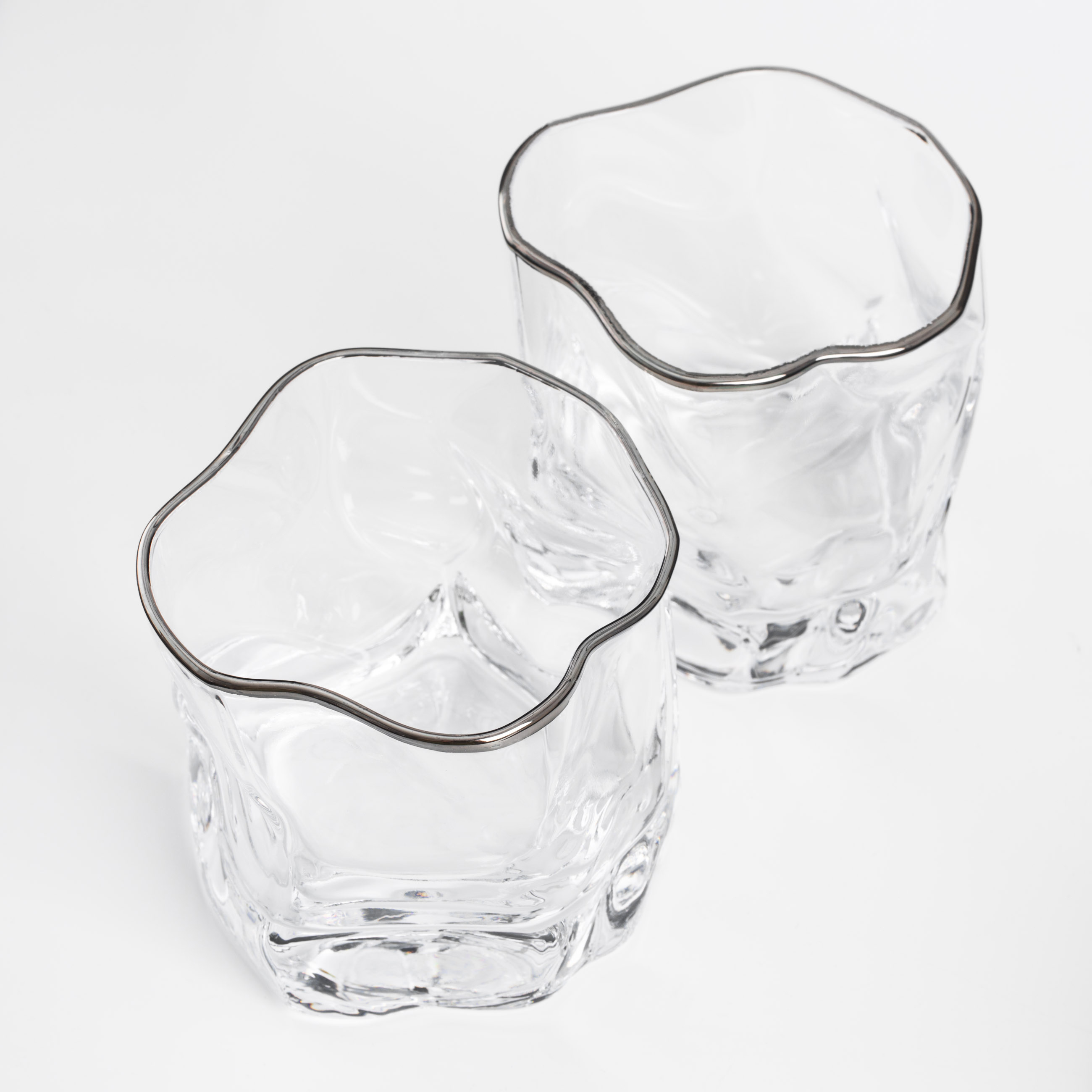 Стакан для виски, 8 см, 245 мл, 2 шт, стекло, с серебристым кантом, Slalom silver, image-2