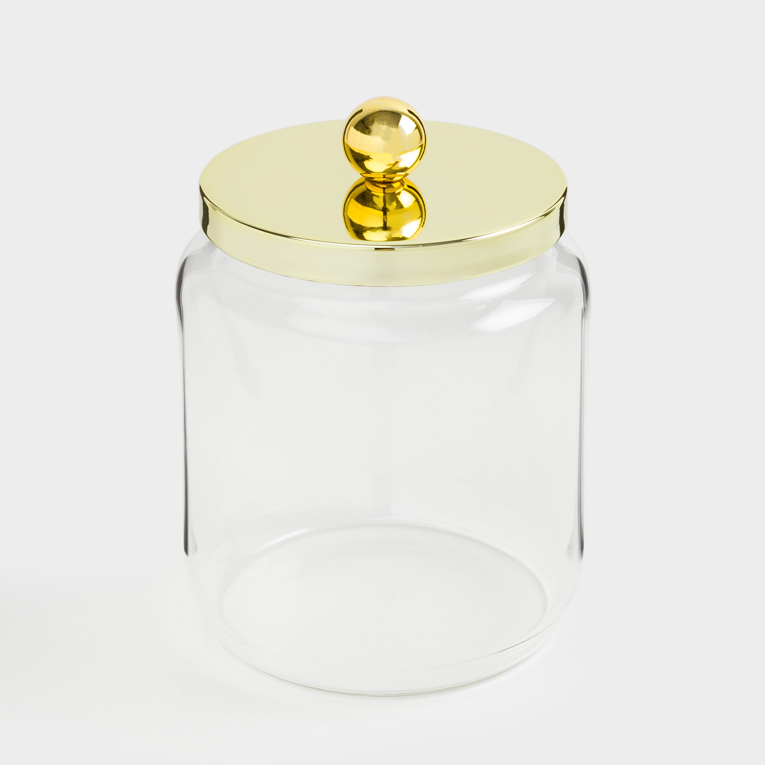 Емкость для хранения, 9х12 см, 450 мл, стекло/металл, золотистая, Classic gold, image-1