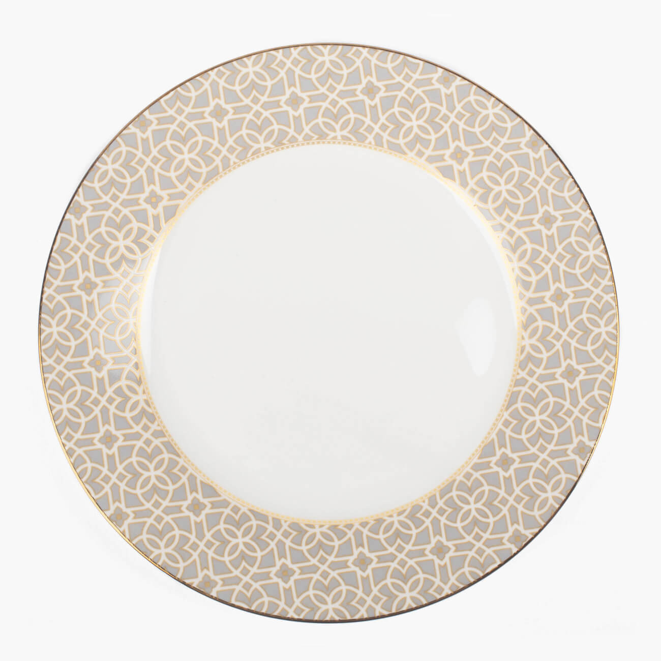 Тарелка десертная, 19 см, фарфор F, серая, с золотистым кантом, Орнамент, Liberty десертная тарелка tescoma