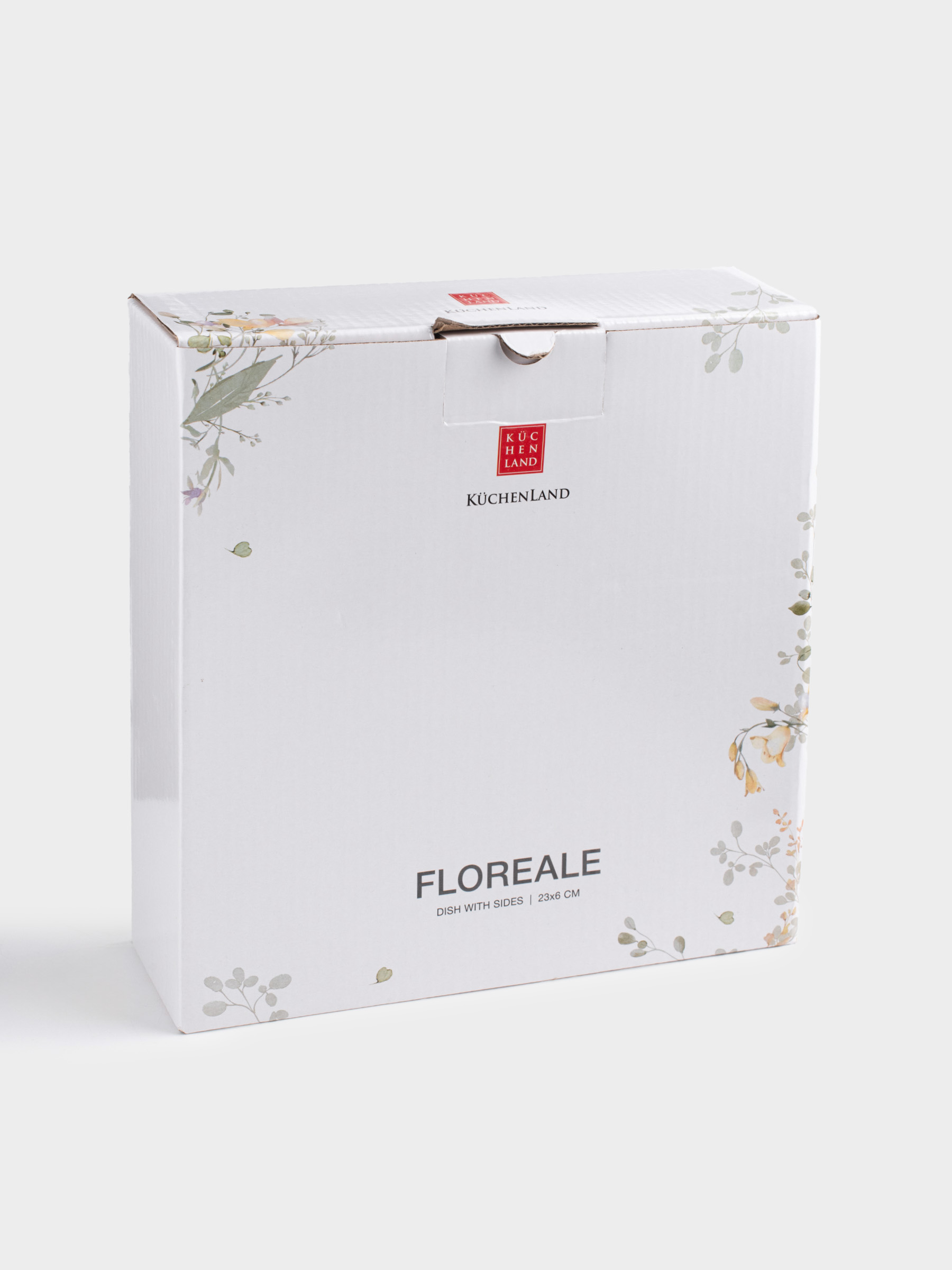 Блюдо, 23х6 см, с бортами, фарфор N, белое, Цветы и листья, Floreale