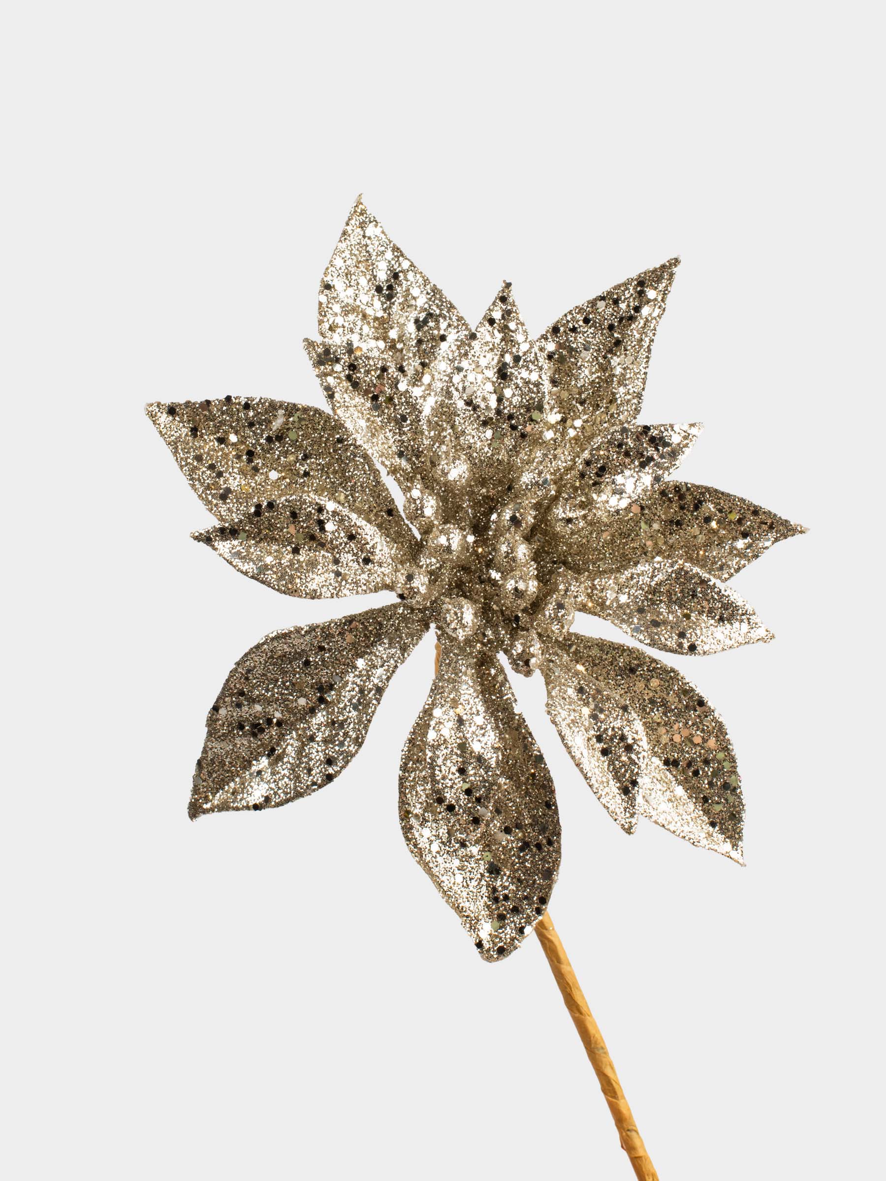 Украшение декоративное, 13 см, пластик, шампань, Пуансеттия, Flower decor, image-3