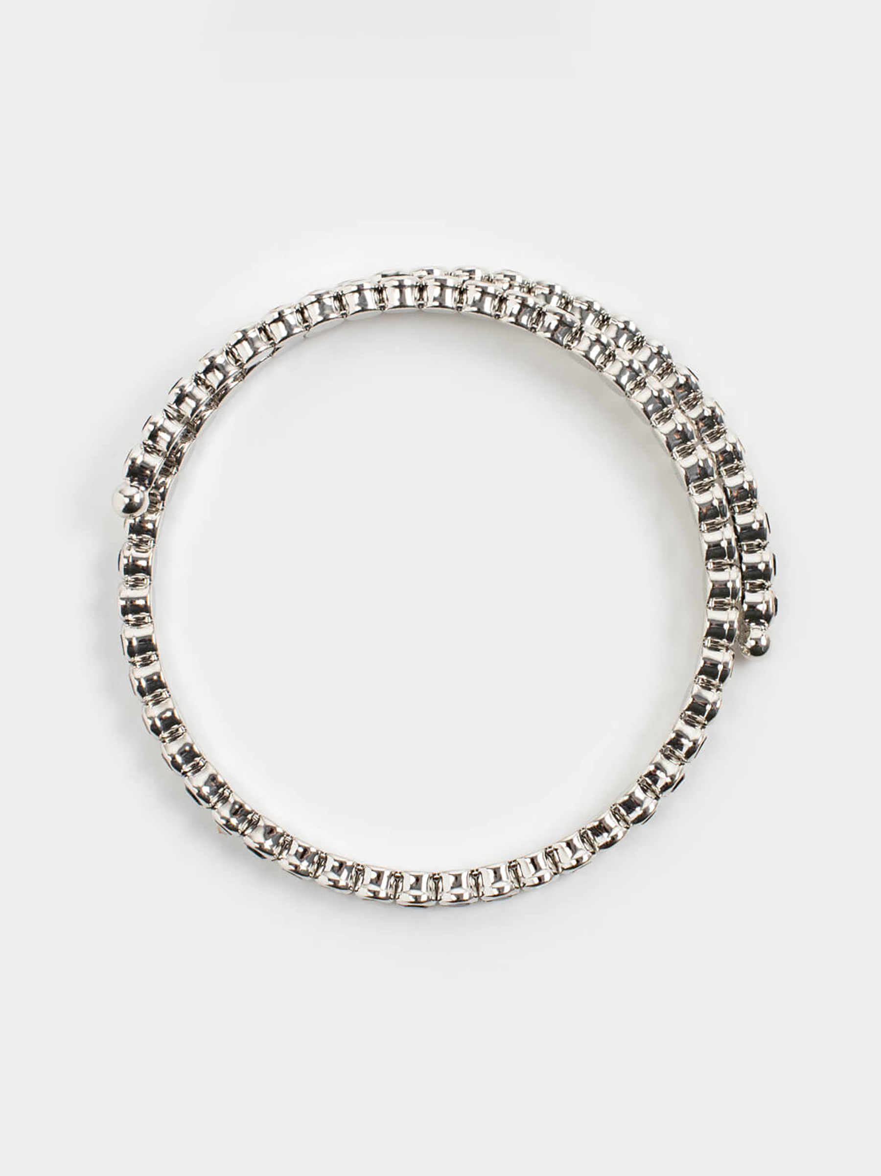 Браслет-спираль, 20 см, металл/стразы, зелено-серебристый, Кристаллы, Jewelry, image-0