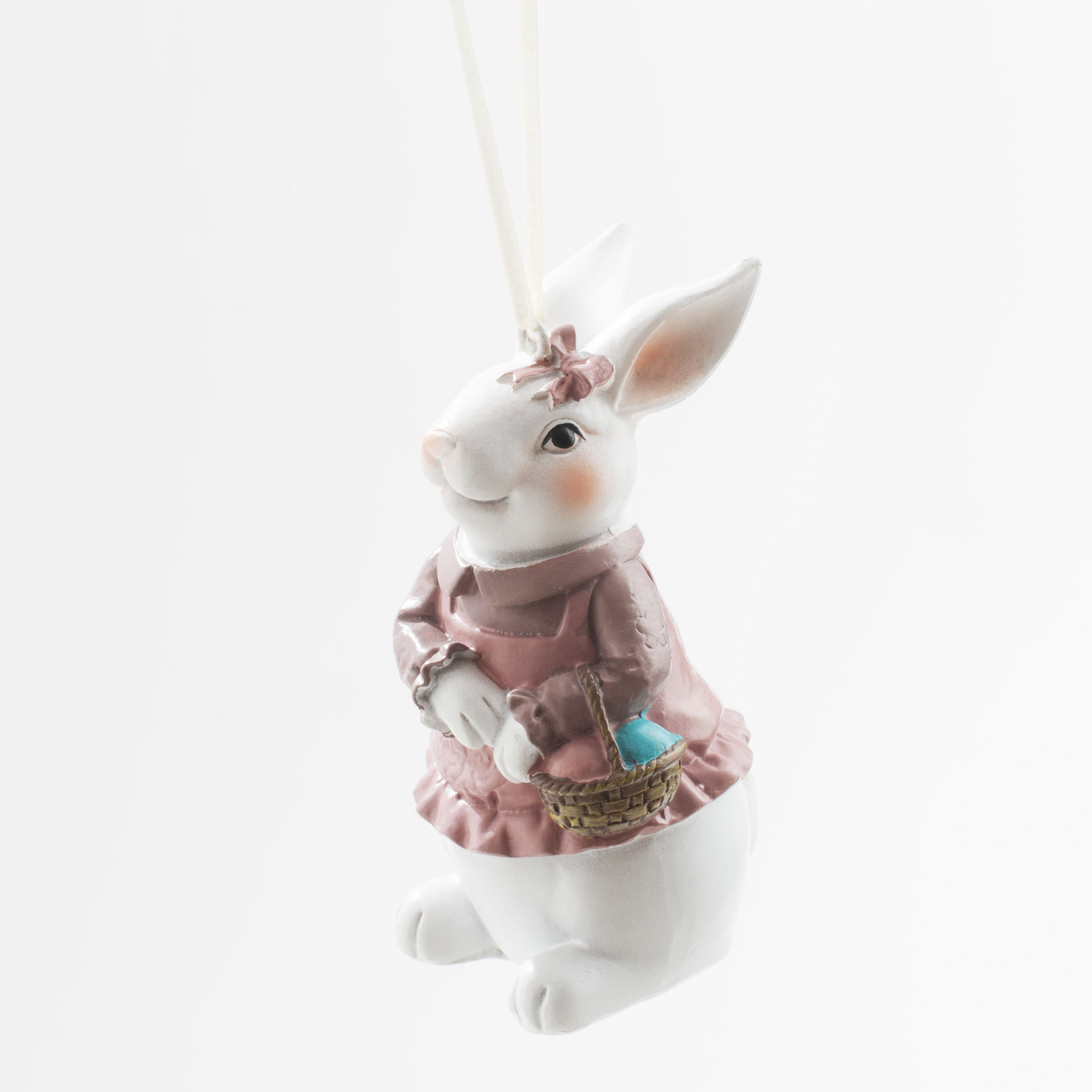 Подвеска декоративная, 11 см, полирезин, Белая крольчиха с корзинкой, Easter изображение № 6