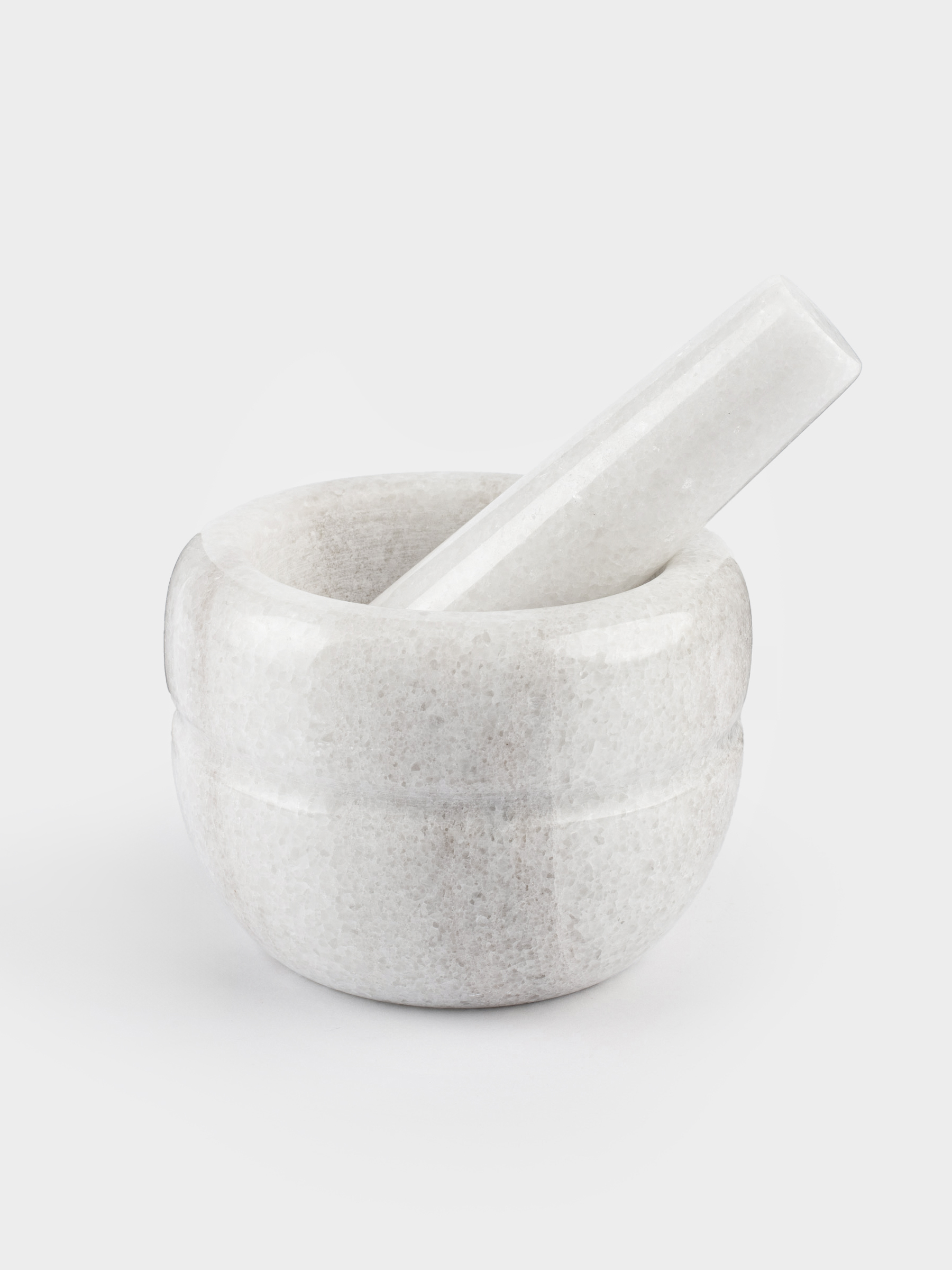 Ступка для специй, 10 см, с пестиком, мрамор, белая, Полоса, Marble, image-4