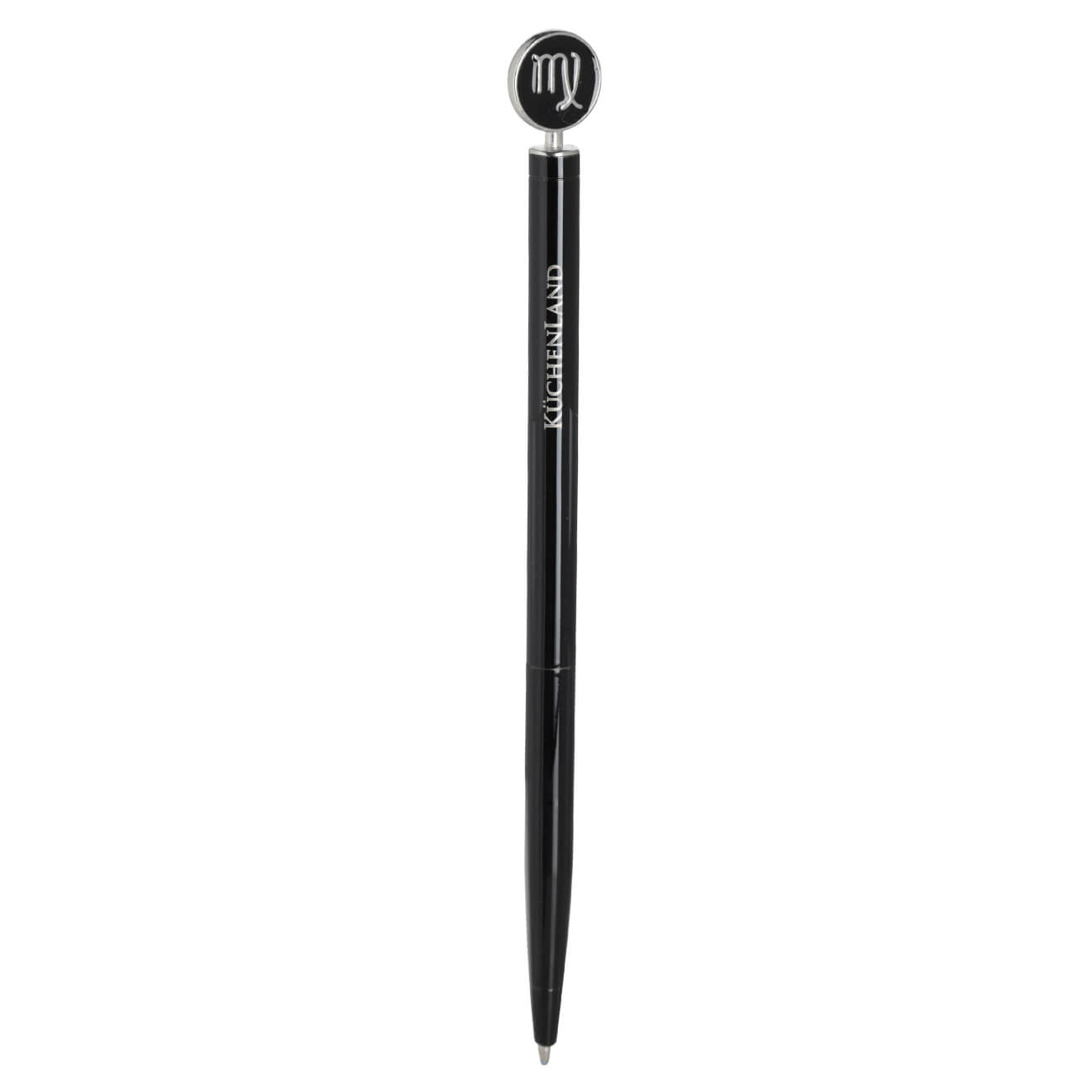 Ручка шариковая, 15 см, с фигуркой, сталь, черно-серебристая, Дева, Zodiac