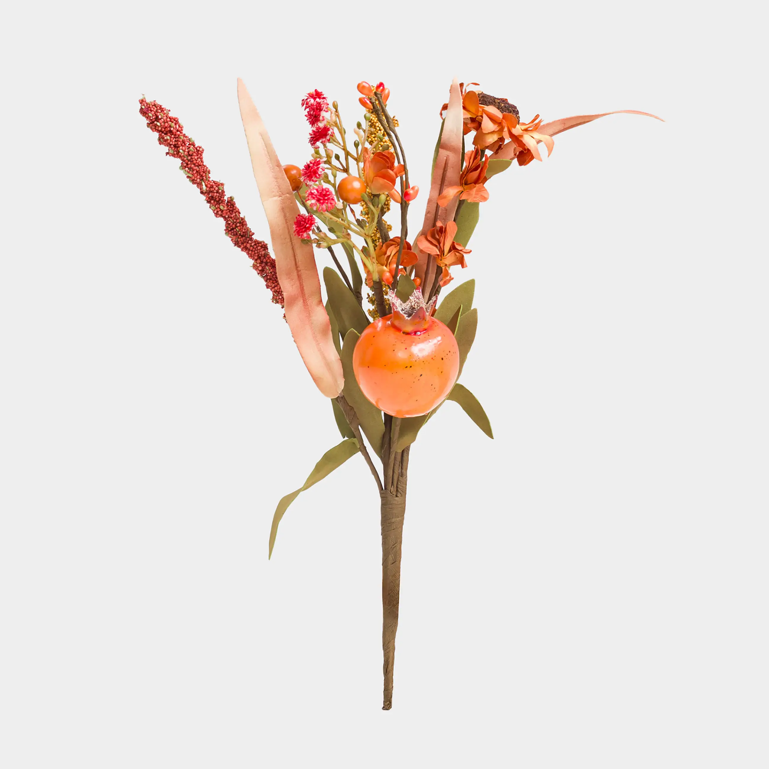 Ветка декоративная, 30 см, пенопласт/полиэстер, Гранат и цветы, Forest symphony decor
