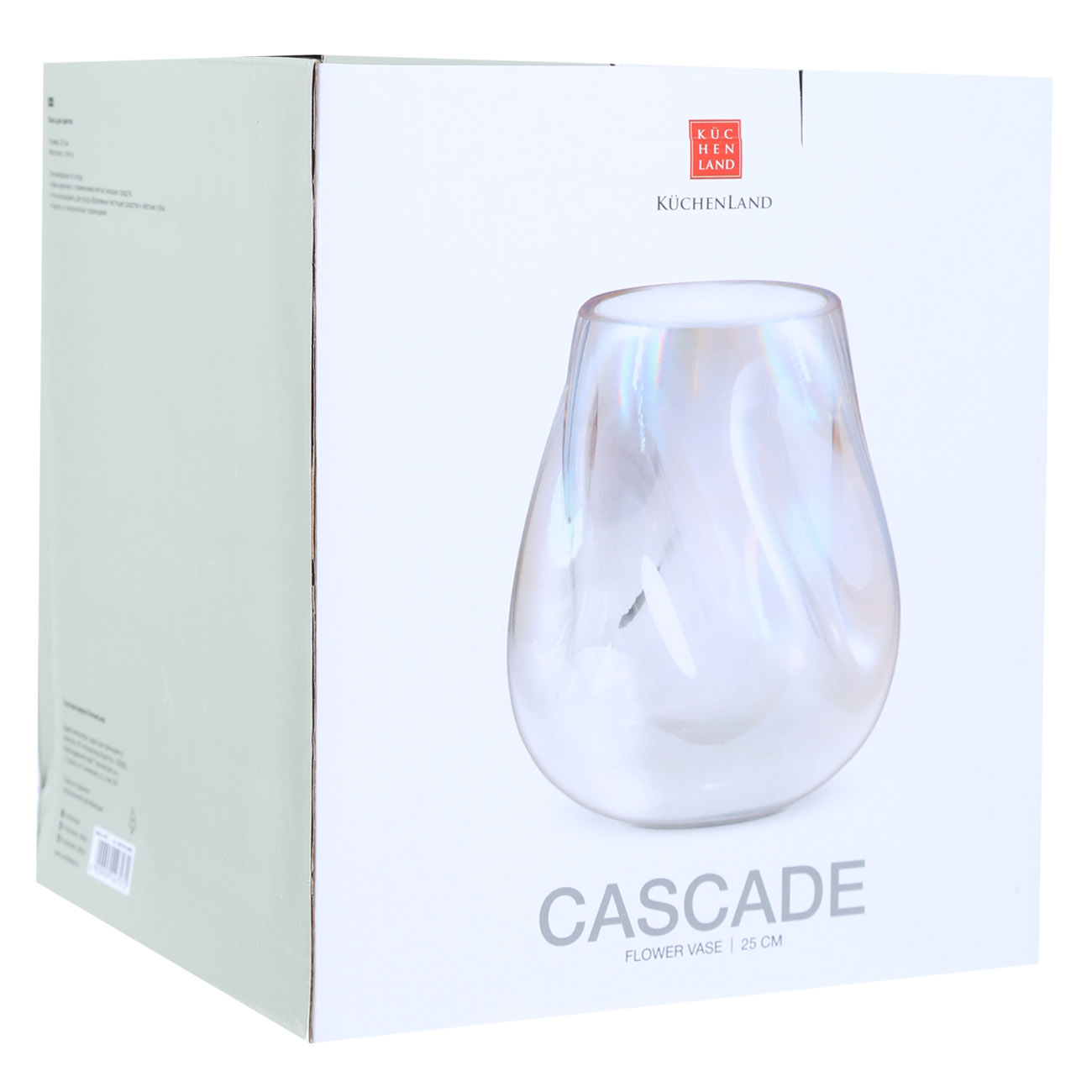Ваза для цветов, 25 см, стекло, перламутр, Cascade, image-1
