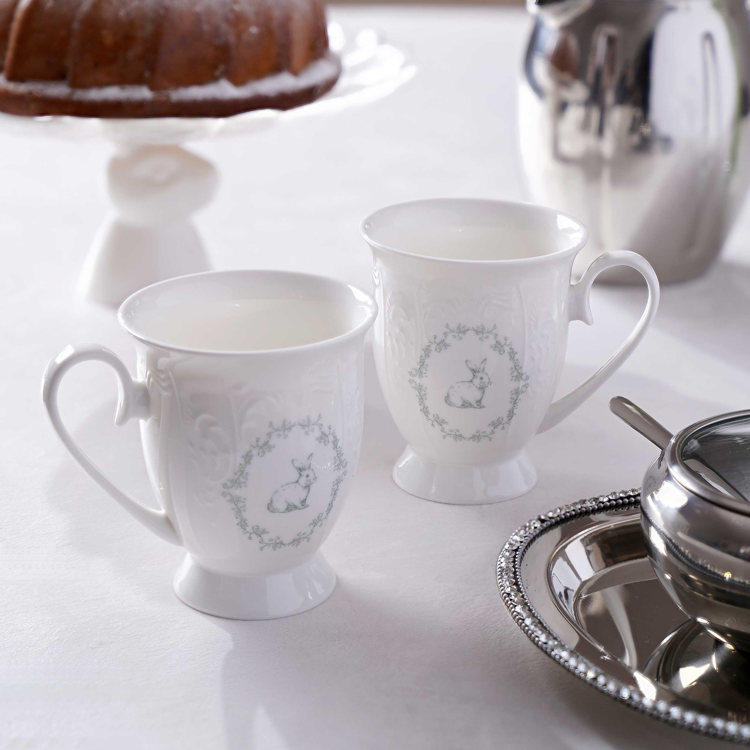 Кружка, 330 мл, фарфор Fine Bone China, белая, Кролик и цветы, Easter blooming, image-6