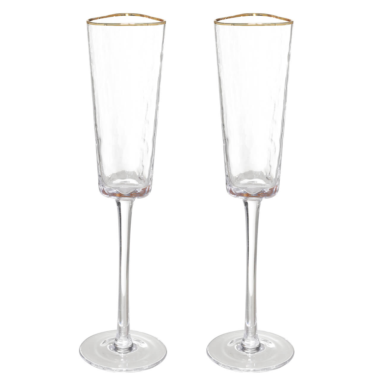 Бокал для шампанского, 160 мл, 2 шт, стекло, с золотистым кантом, Triangle Gold - фото 1
