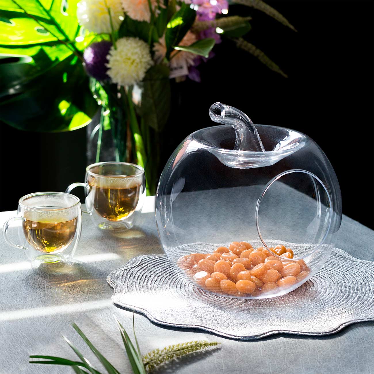 Конфетница, 25х27 см, стекло, Яблоко, Clear, image-2