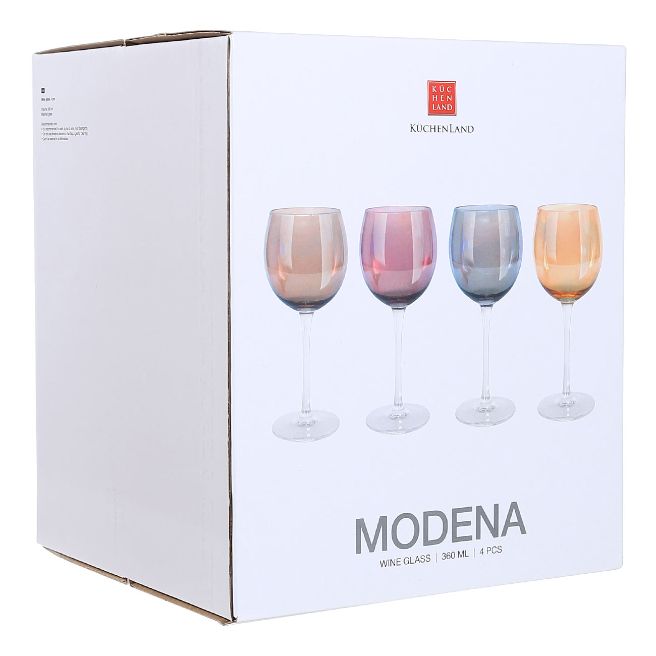 Бокал для вина, 360 мл, 4 шт, стекло, цветной микс, Modena изображение № 2