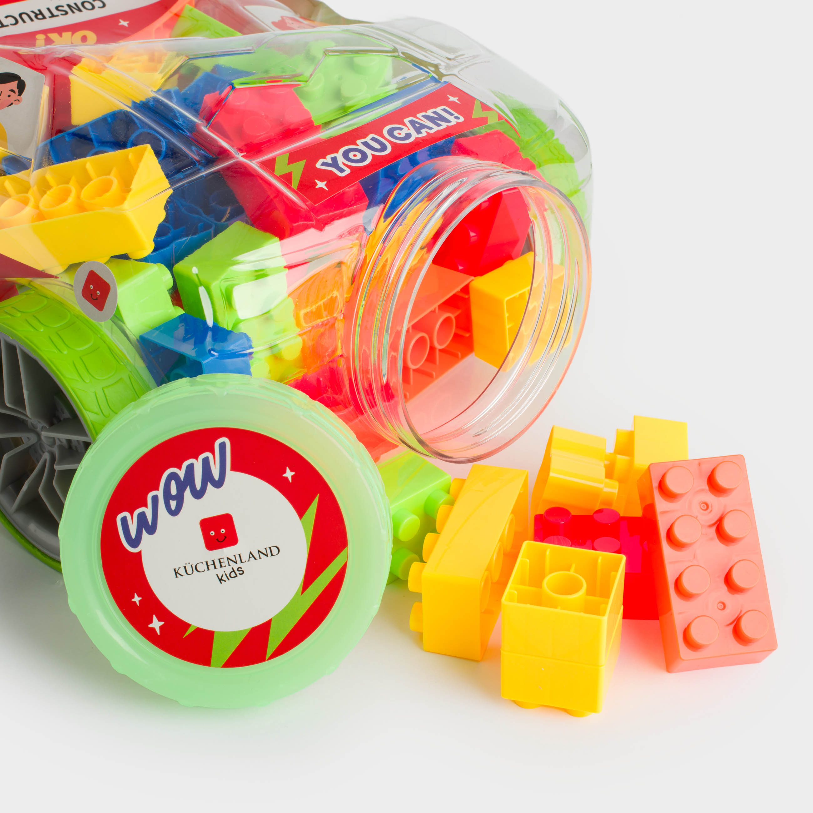 Конструктор, 41х21 см, пластик, Машинка с кубиками, Hobby kids