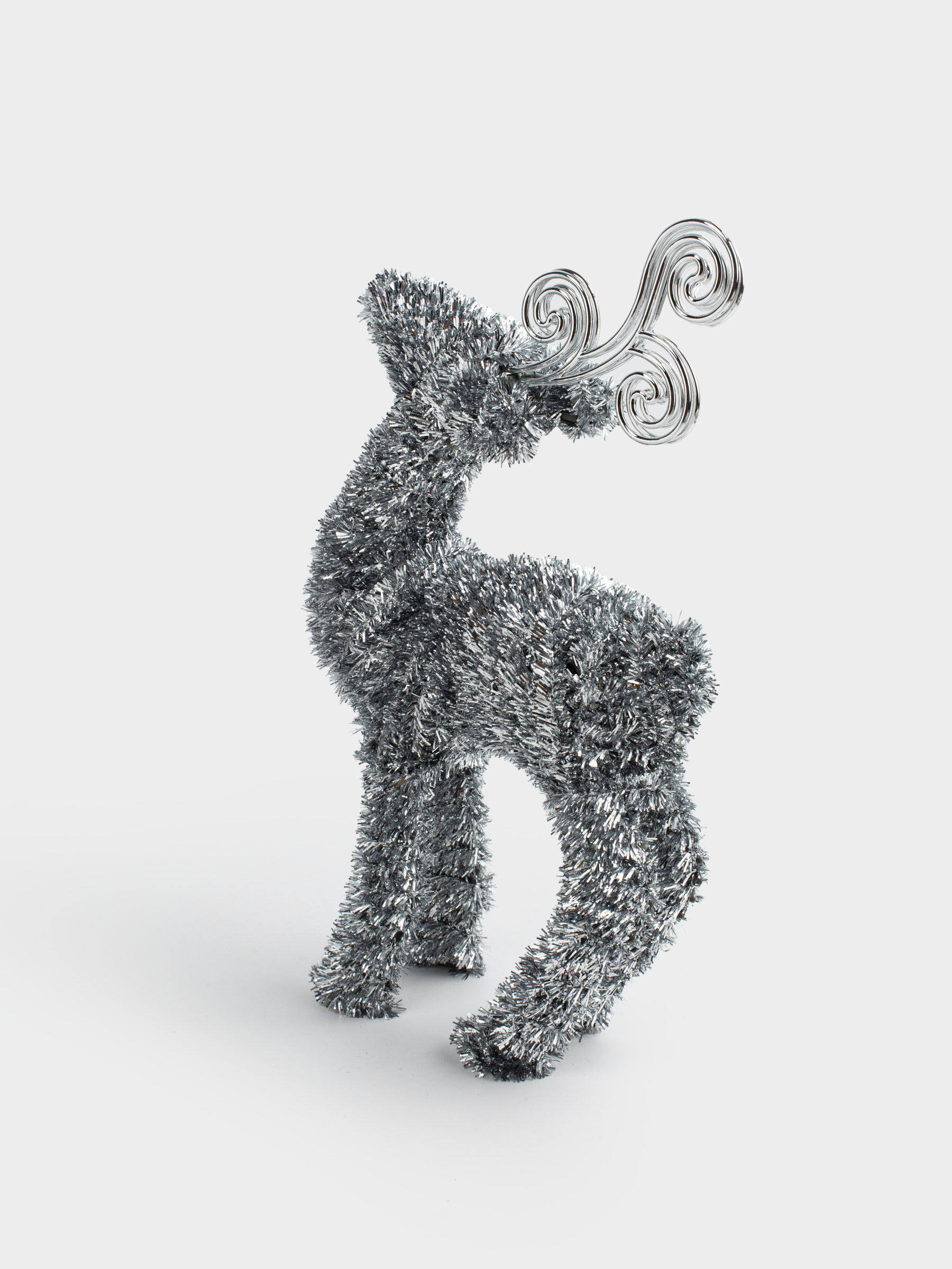 Статуэтка, 42 см, мишура/пластик, серебристая, Олень, Tinsel decor, image-4
