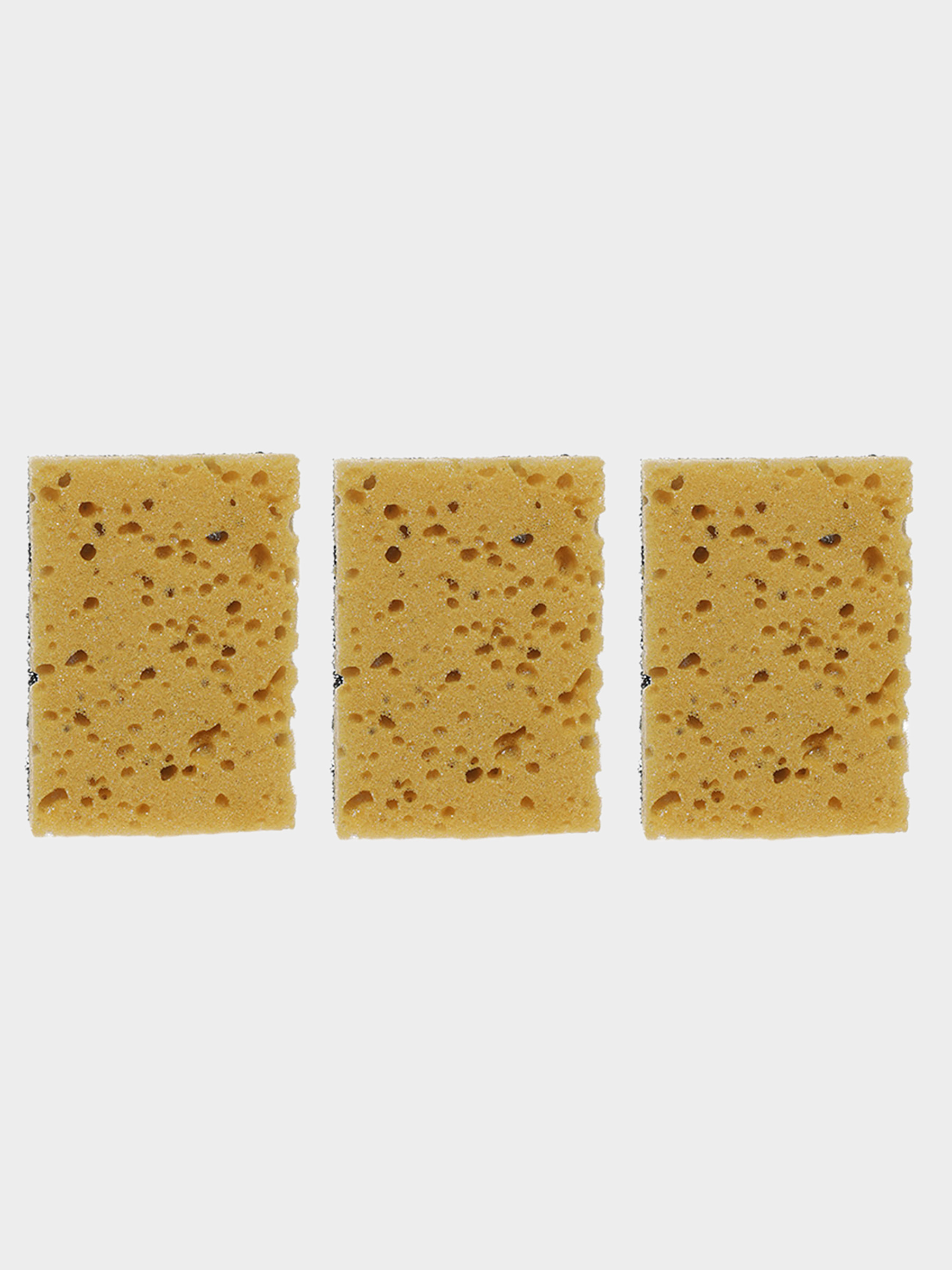 Губка для мытья посуды, 10x7 см, 3 шт, поролон/абразив, черно-желтая, Black clean, image-2