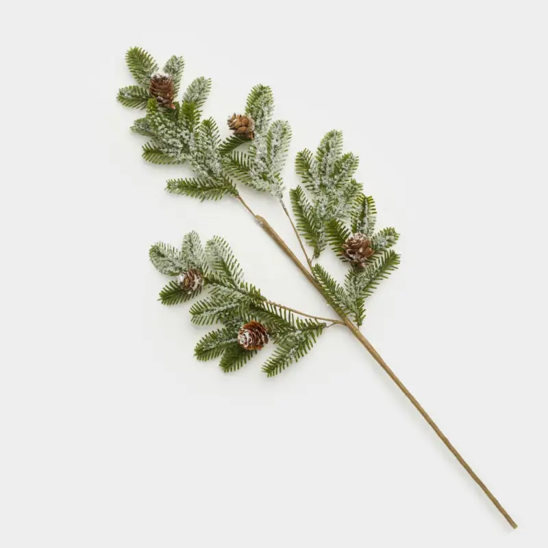 Ветка декоративная, 71 см, полиэтилен, Хвоя с шишками, Conifer decor, image-0