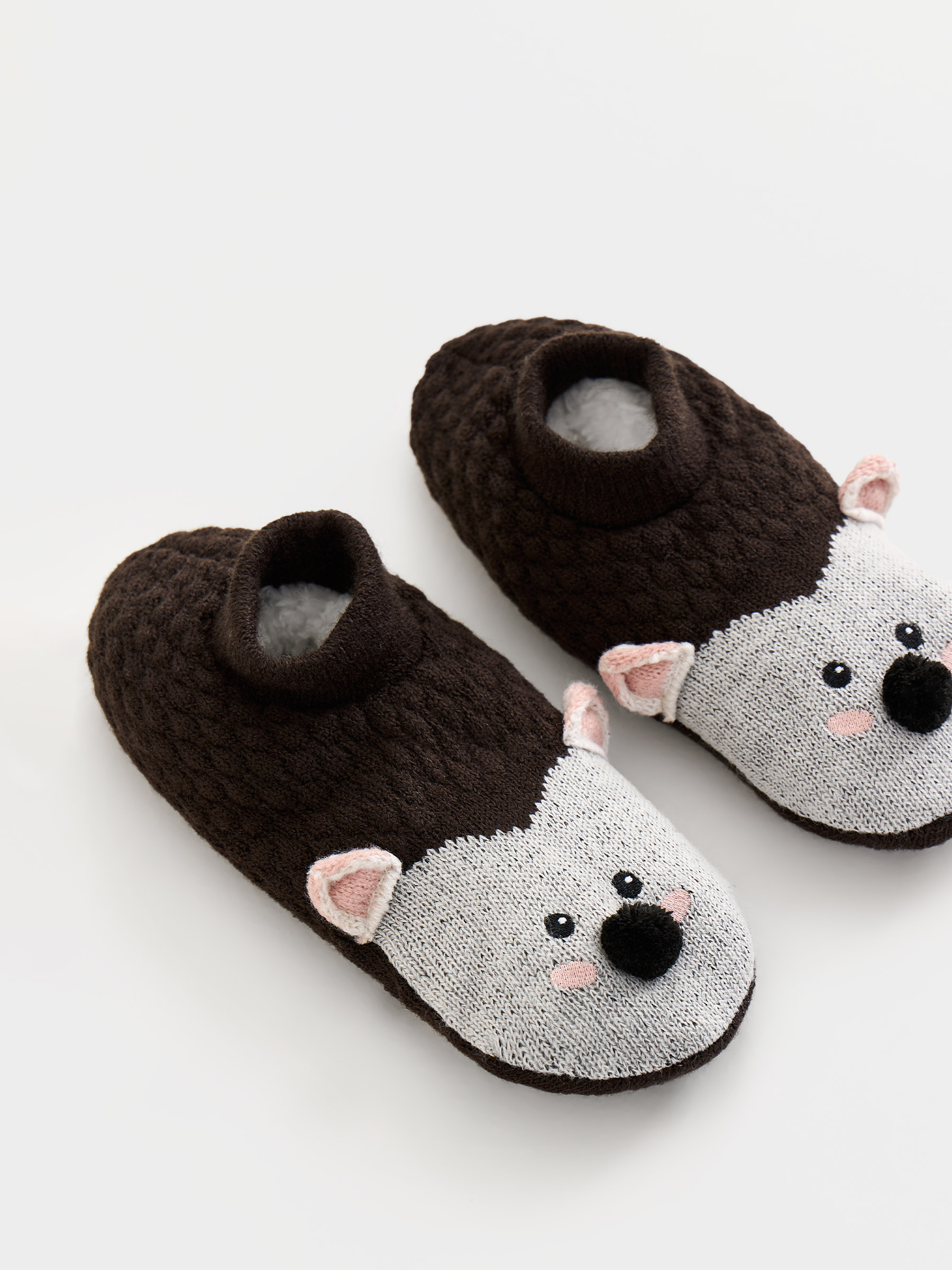 Носки женские, домашние, р. 36-38, акрил/шерпа, коричневые, Еж, Funny warm, image-4