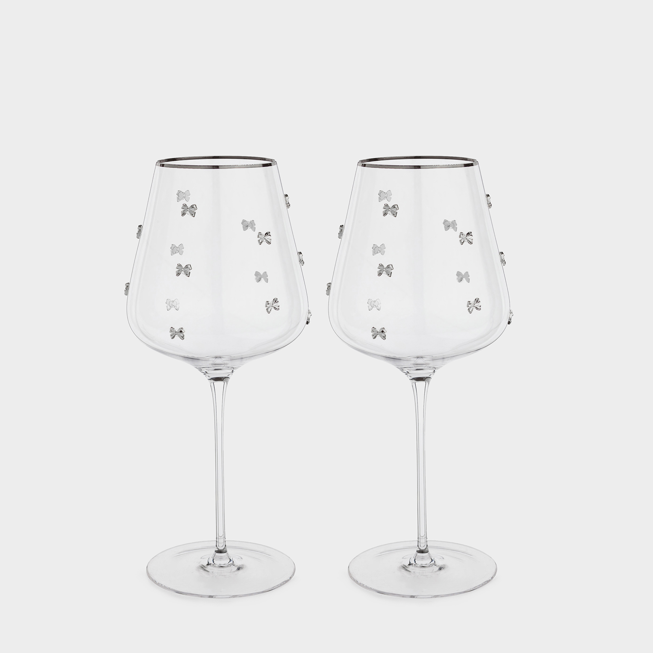 Бокал для красного вина 650 мл 2 шт кристальное стекло с серебристым кантом Ferentino decor 2990₽