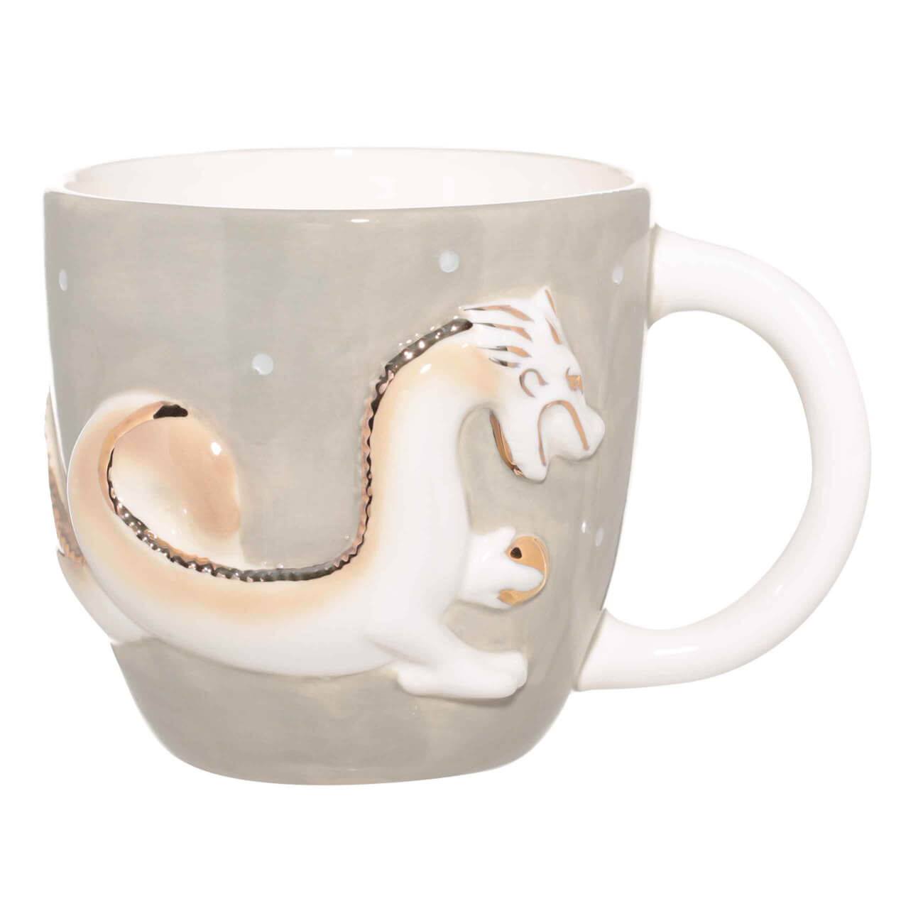 

Кружка, 450 мл, фарфор P, серо-бежевая, Дракон, Dragon dayron