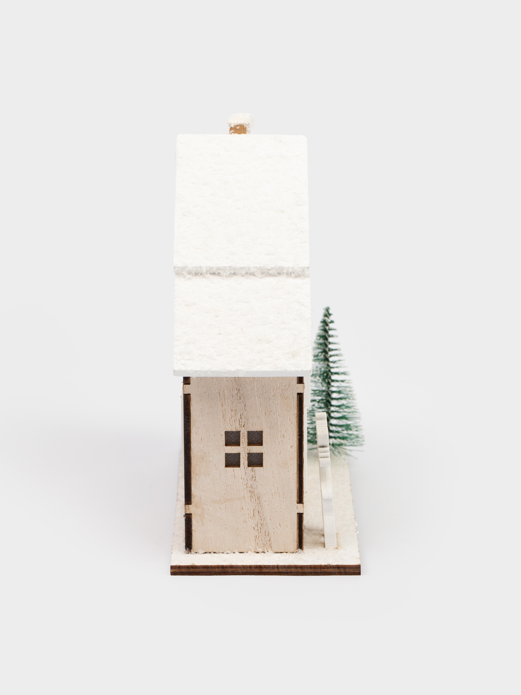 Статуэтка с подсветкой, 19х18 см, МДФ, бежевая, Домик с оленем, Figure wood, image-2