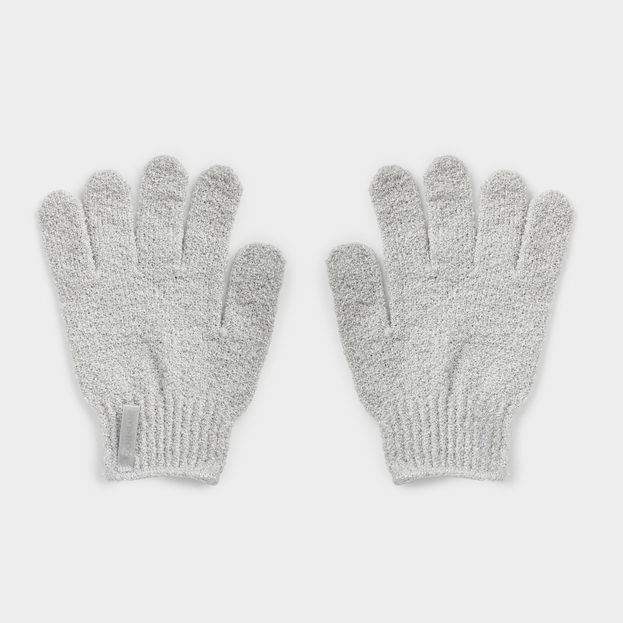 Перчатка для мытья тела, 20 см, 2 шт, отшелушивающая, нейлон, серая, Unique spa