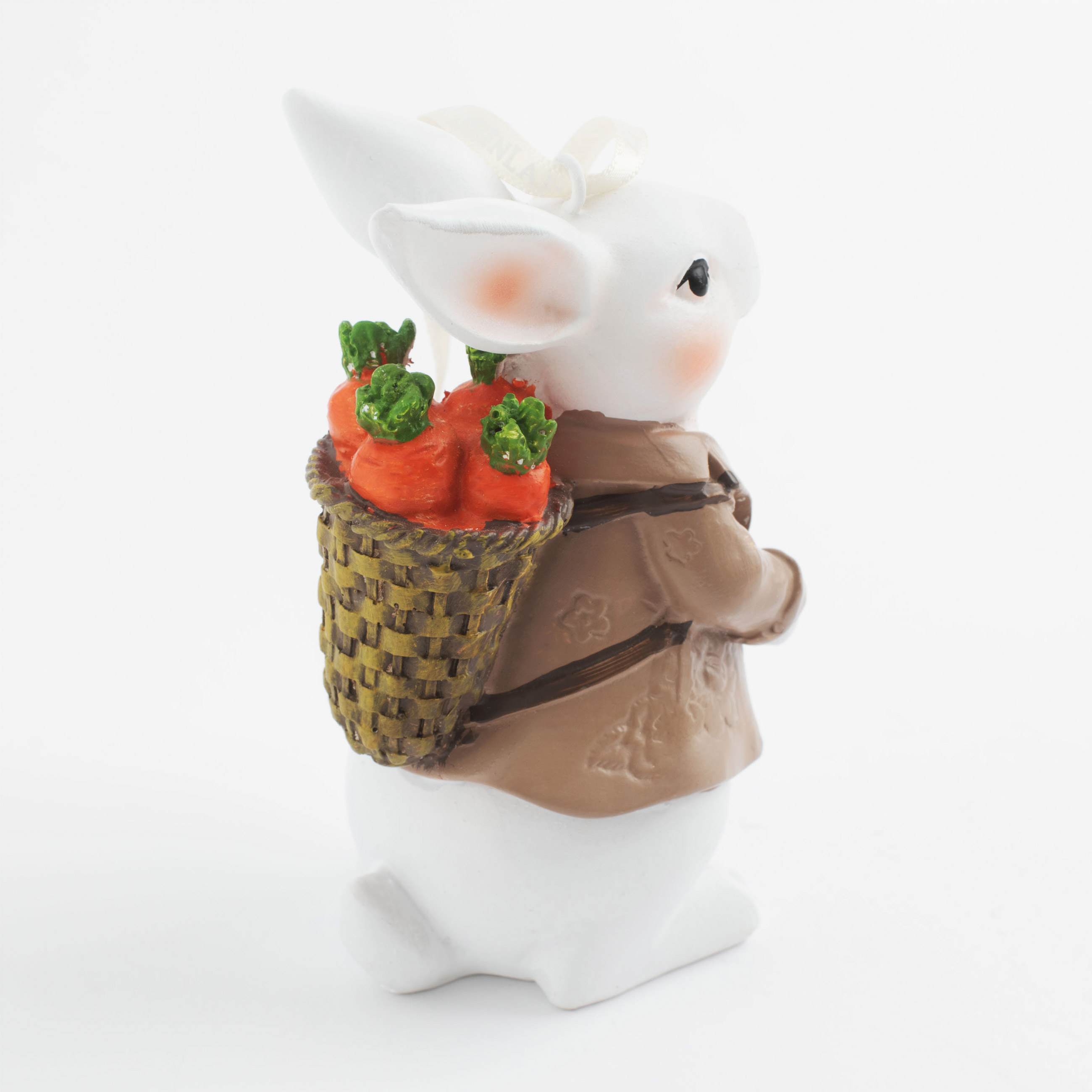 Подвеска декоративная, 11 см, полирезин, Белый кролик в пиджаке с морковкой, Easter изображение № 4