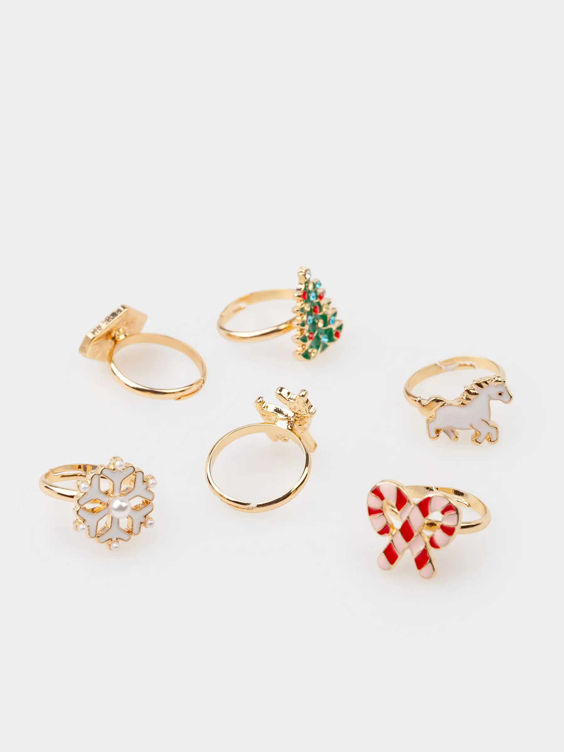 Набор колец, единый размер, 6 шт, детский, металл, Новый год, Jewelry christmas