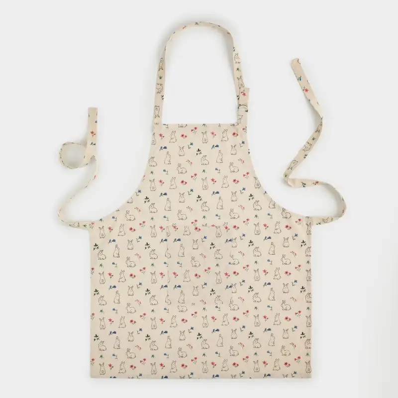 Фартук, 70х80 см, хлопок, молочный, Кролики и цветы, El flora rabbit ,image-0