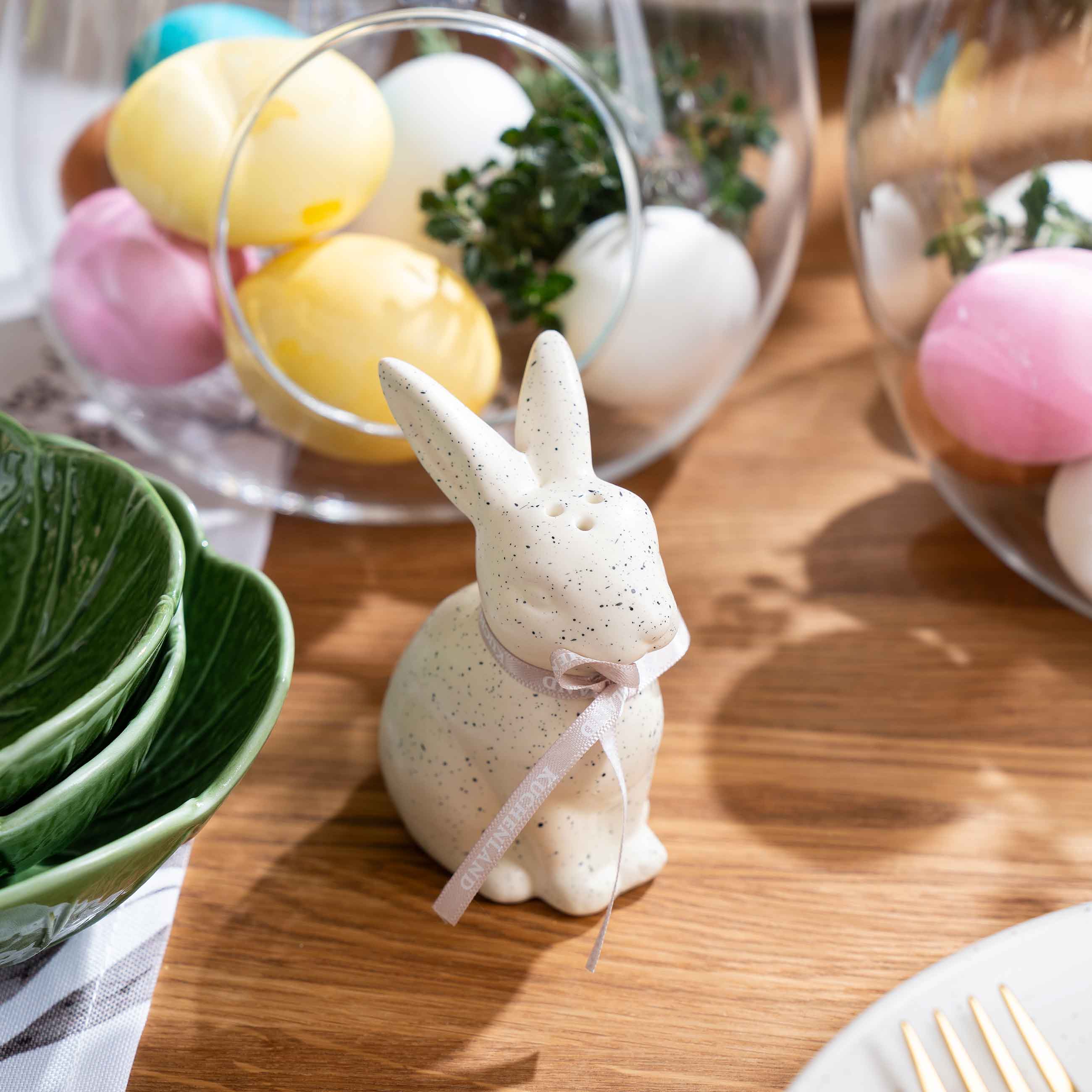 Емкость для соли или перца, 10 см, фарфор P, молочная, в крапинку, Кролик, Natural Easter изображение № 7