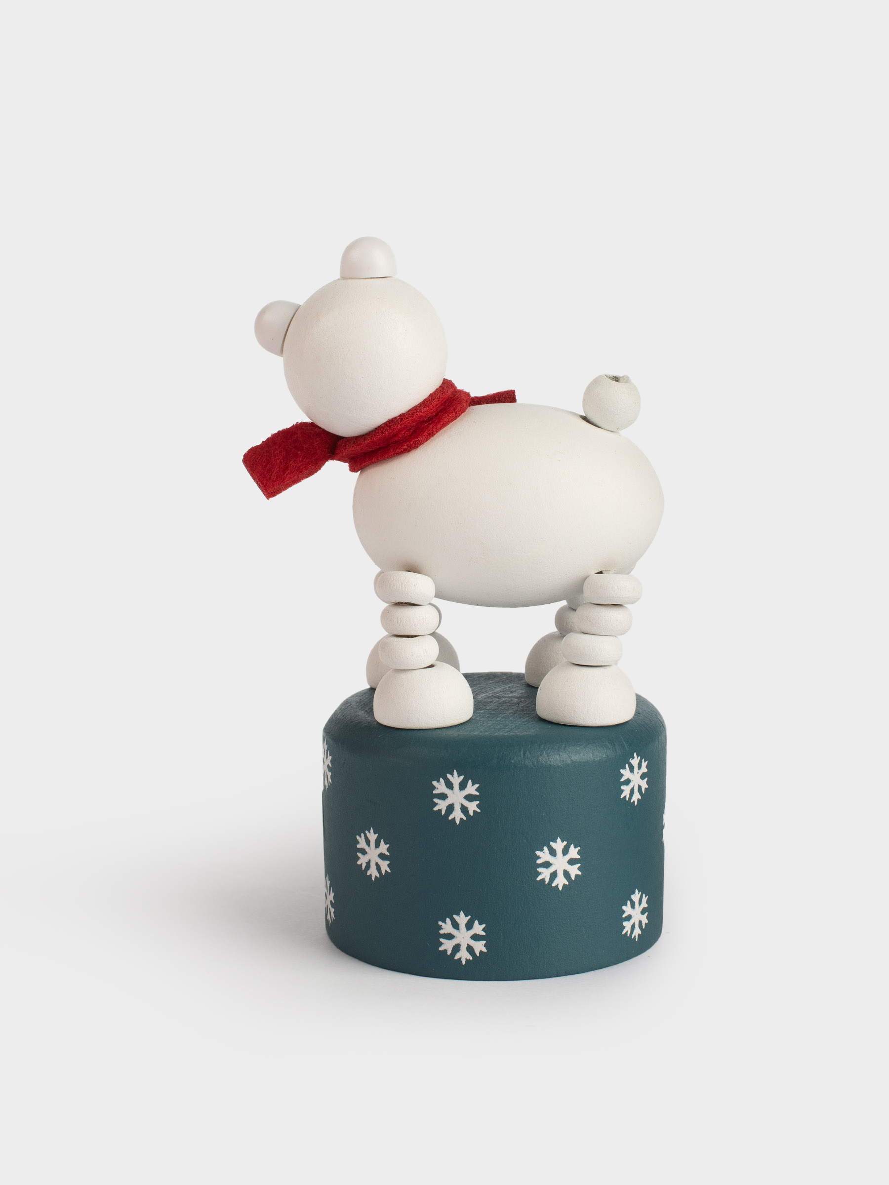 Игрушка, 9x5 см, дергунчик, дерево, бело-голубая, Белый мишка, White bear, image-2