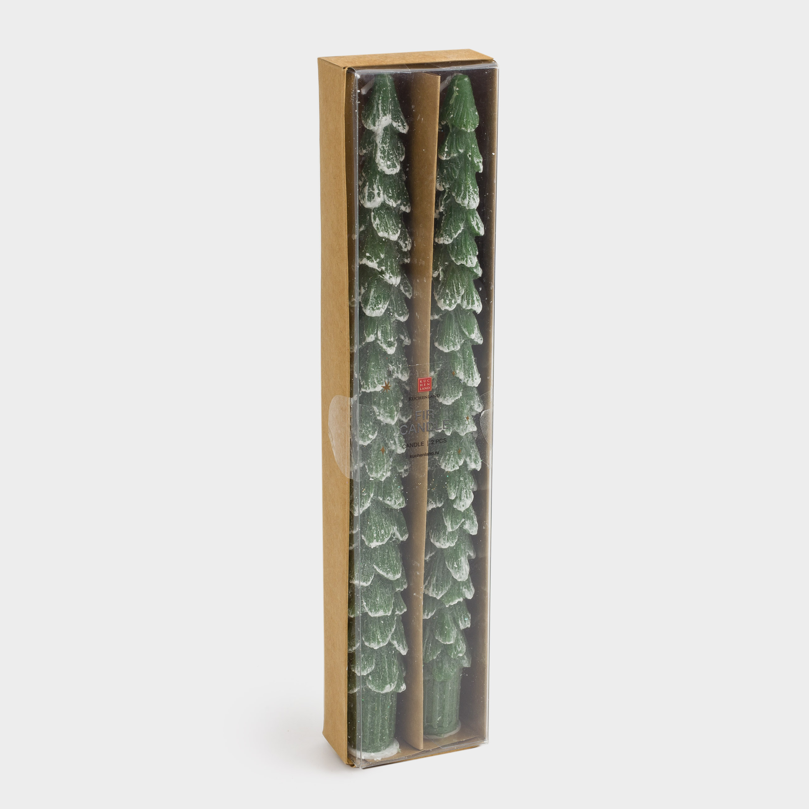 Свеча, 25 см, 2 шт, тонкая, зеленая, Ель, Fir candle