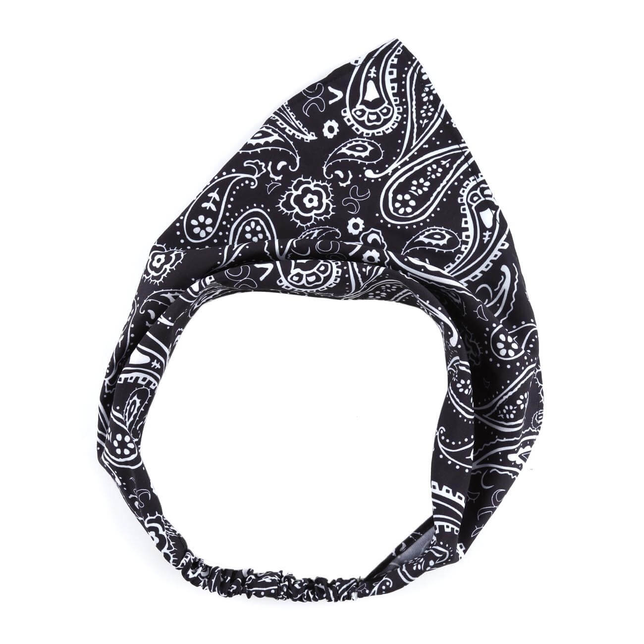 

Бандана, 35 см, на резинке, полиэстер, черная, Пейсли, Kerchief