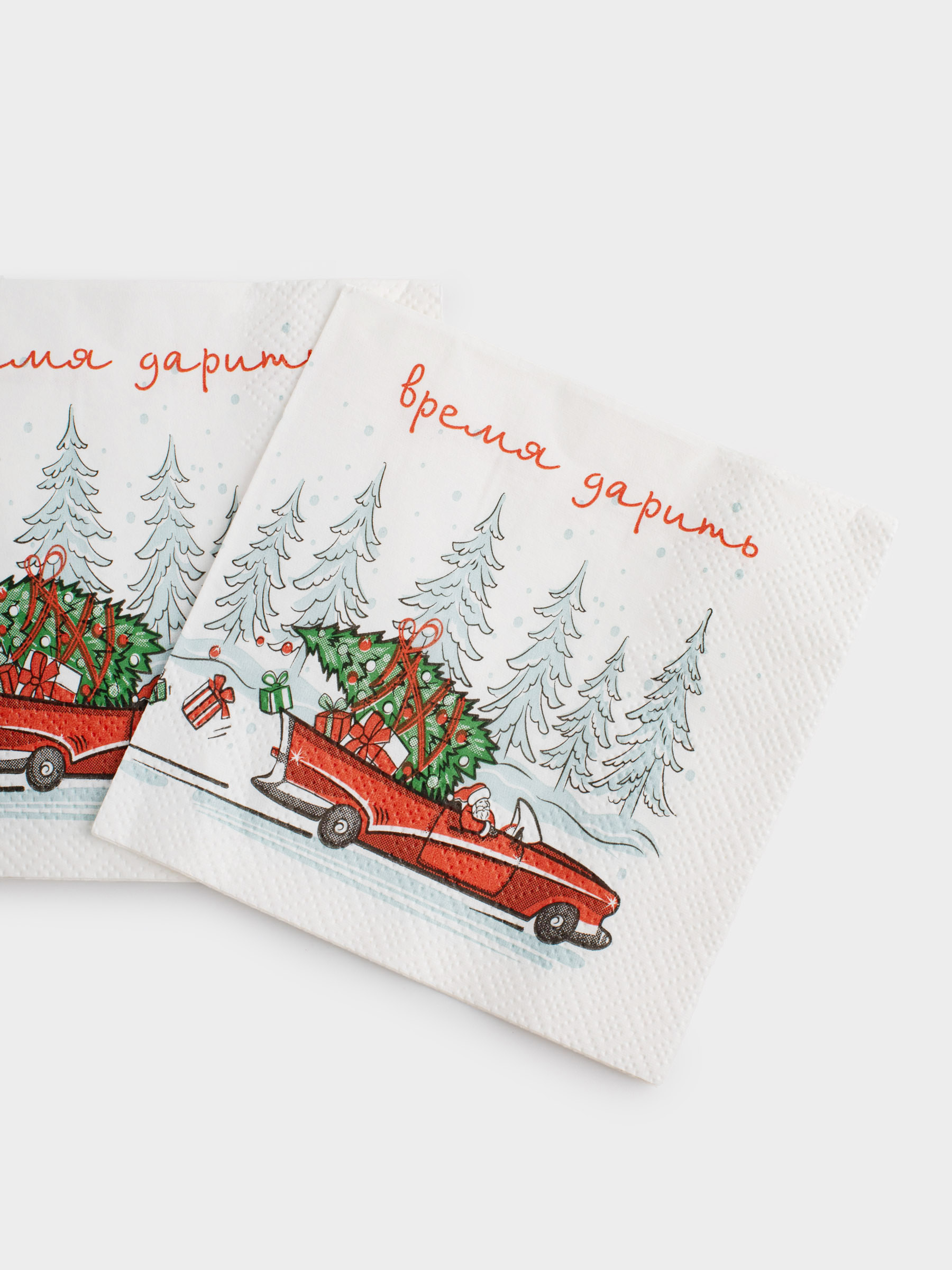 Салфетки бумажные, 21х21 см, 20 шт, квадратные, белые, Время дарить, Red car, image-3
