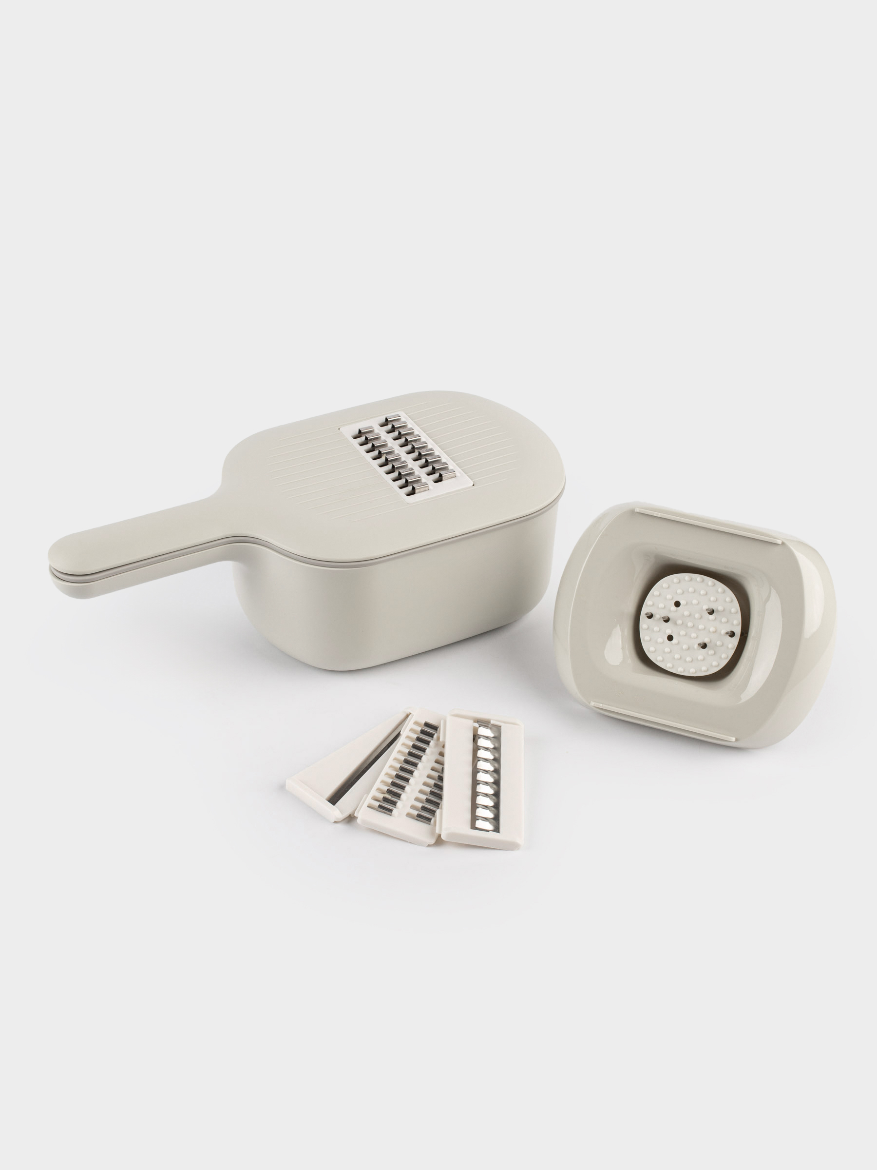 Терка, 29х14 см, 4 насадки, с контейнером, с ручкой, пластик/сталь, серая, Matto, image-8