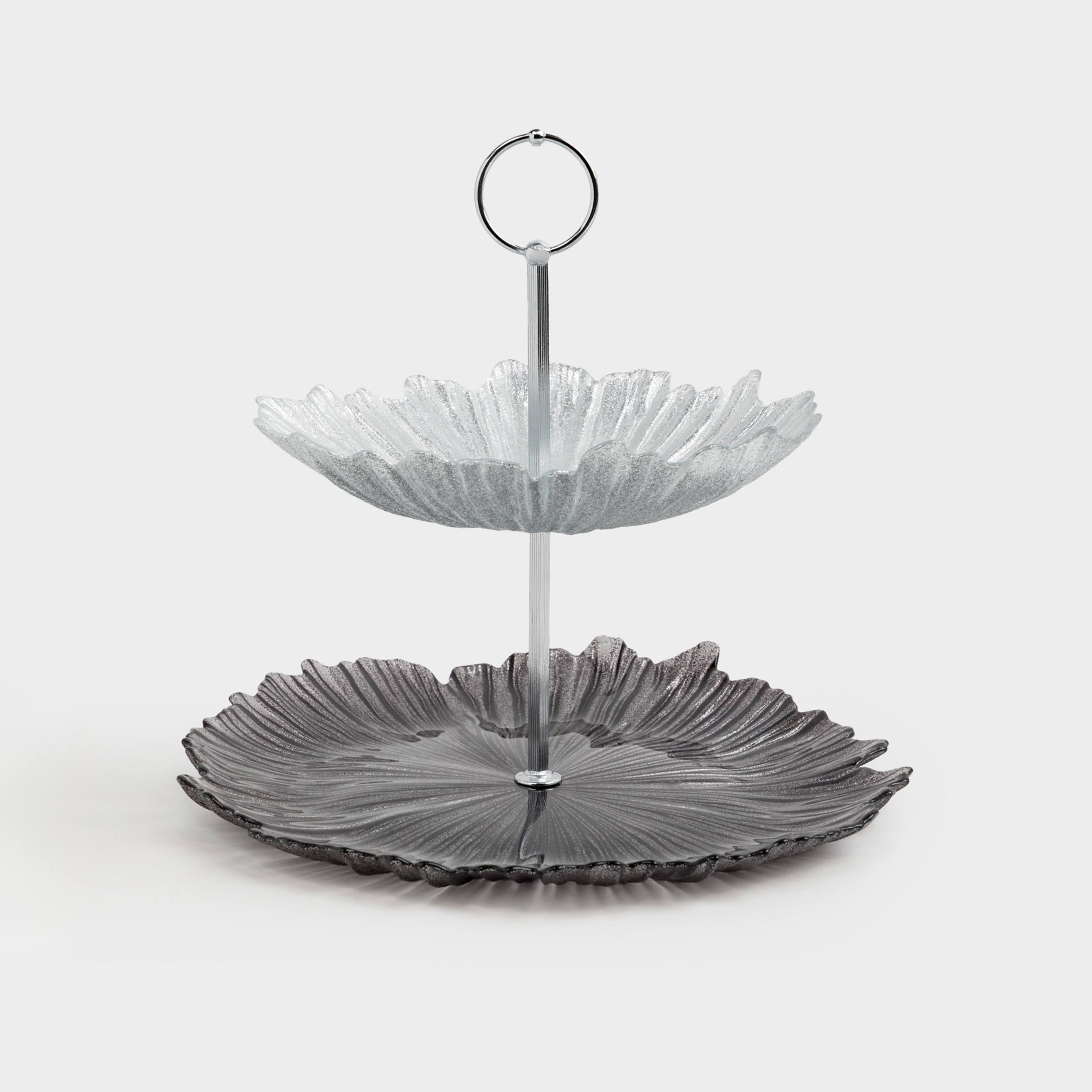Подставка для пирожных 21х2826 см 2 яруса стекло Рметалл серебристаясерая Verge 2990₽