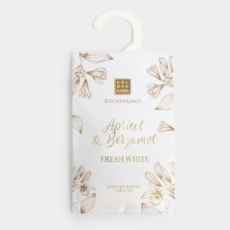 Саше ароматическое, 10х19 см, подвесное, Apricot & Bergamot, Fresh white ,image-0