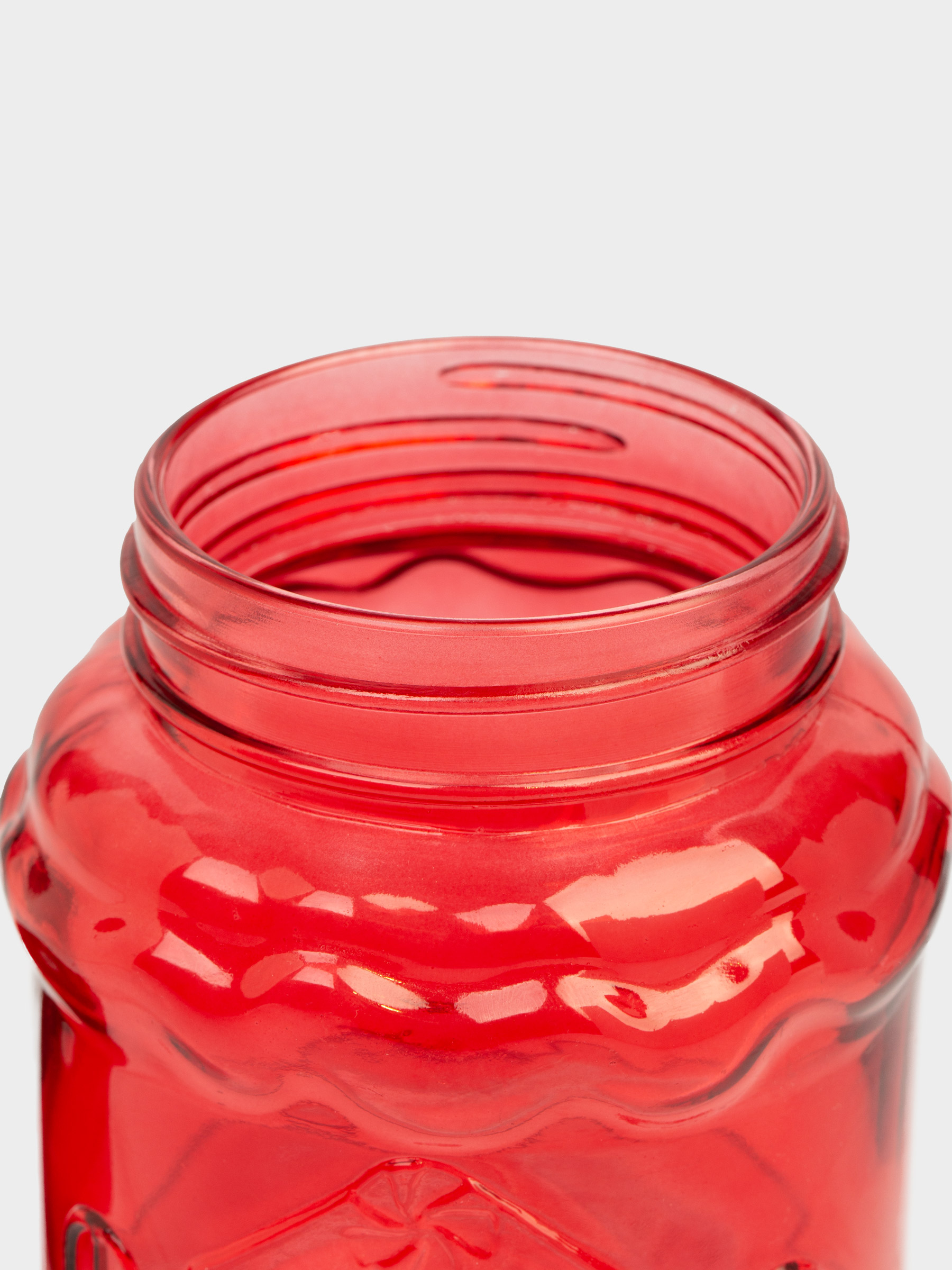 Банка для напитков, 600 мл, с крышкой и трубочкой, стекло, красная, Домик, Christmas house, image-3